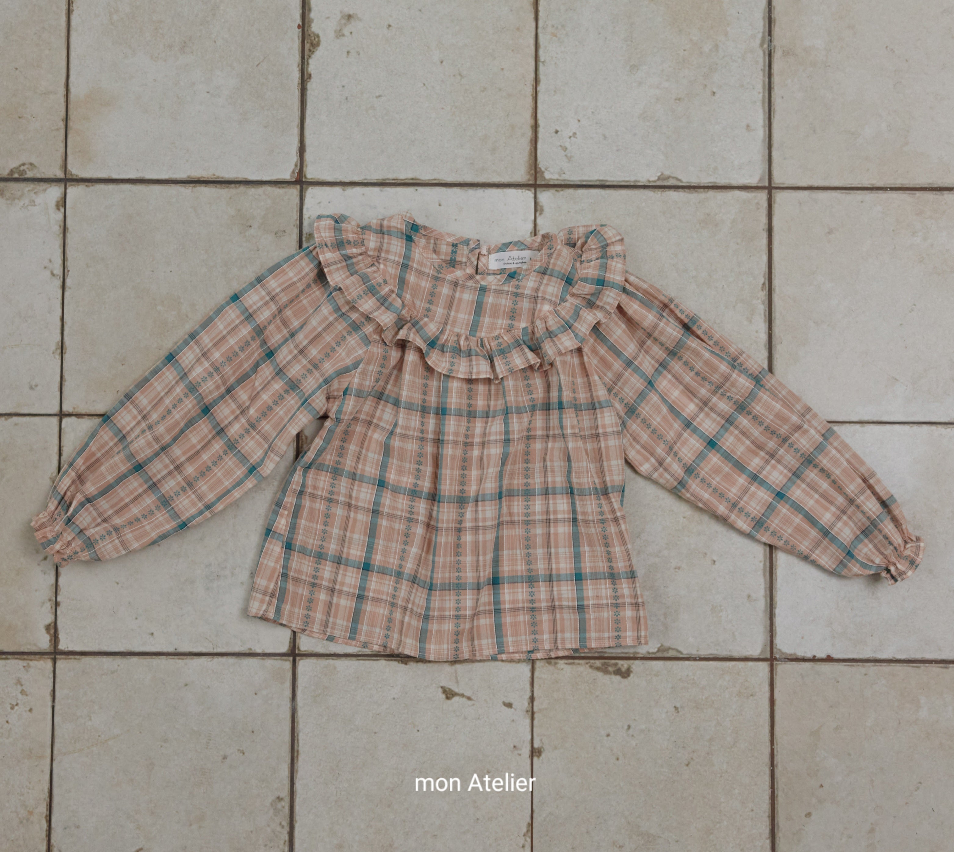 ［mon Atelier］Check frill blouse