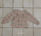 ［mon Atelier］Check frill blouse