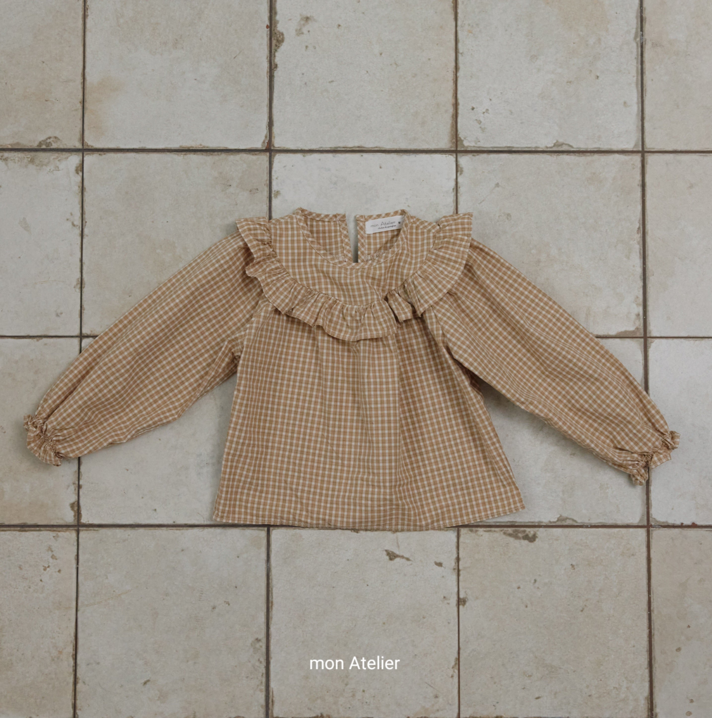 ［mon Atelier］Check frill blouse