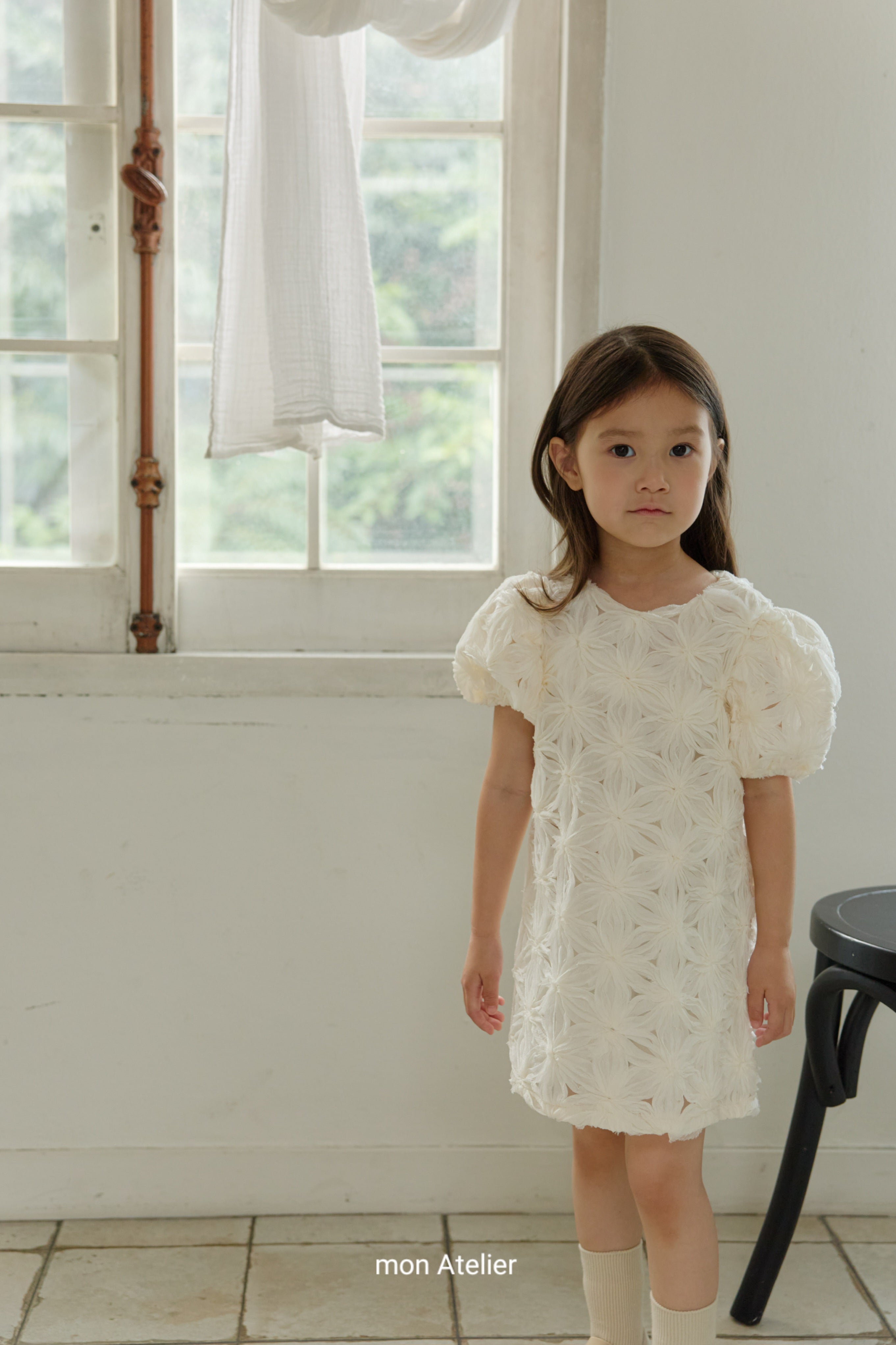 ［mon Atelier］Rose puff lace one-piece
