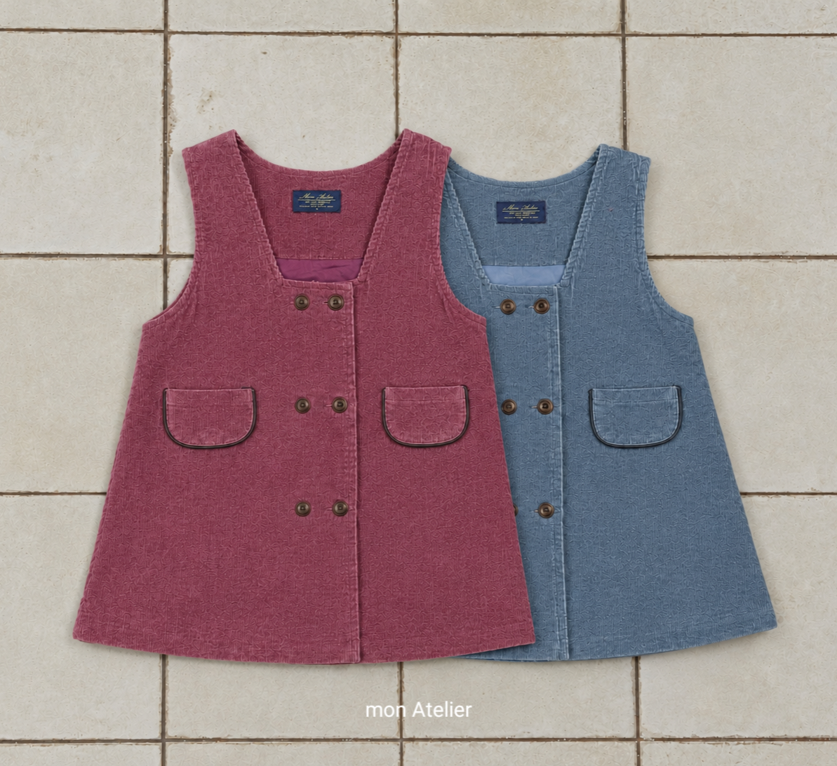 ［mon Atelier］Double button one-piece