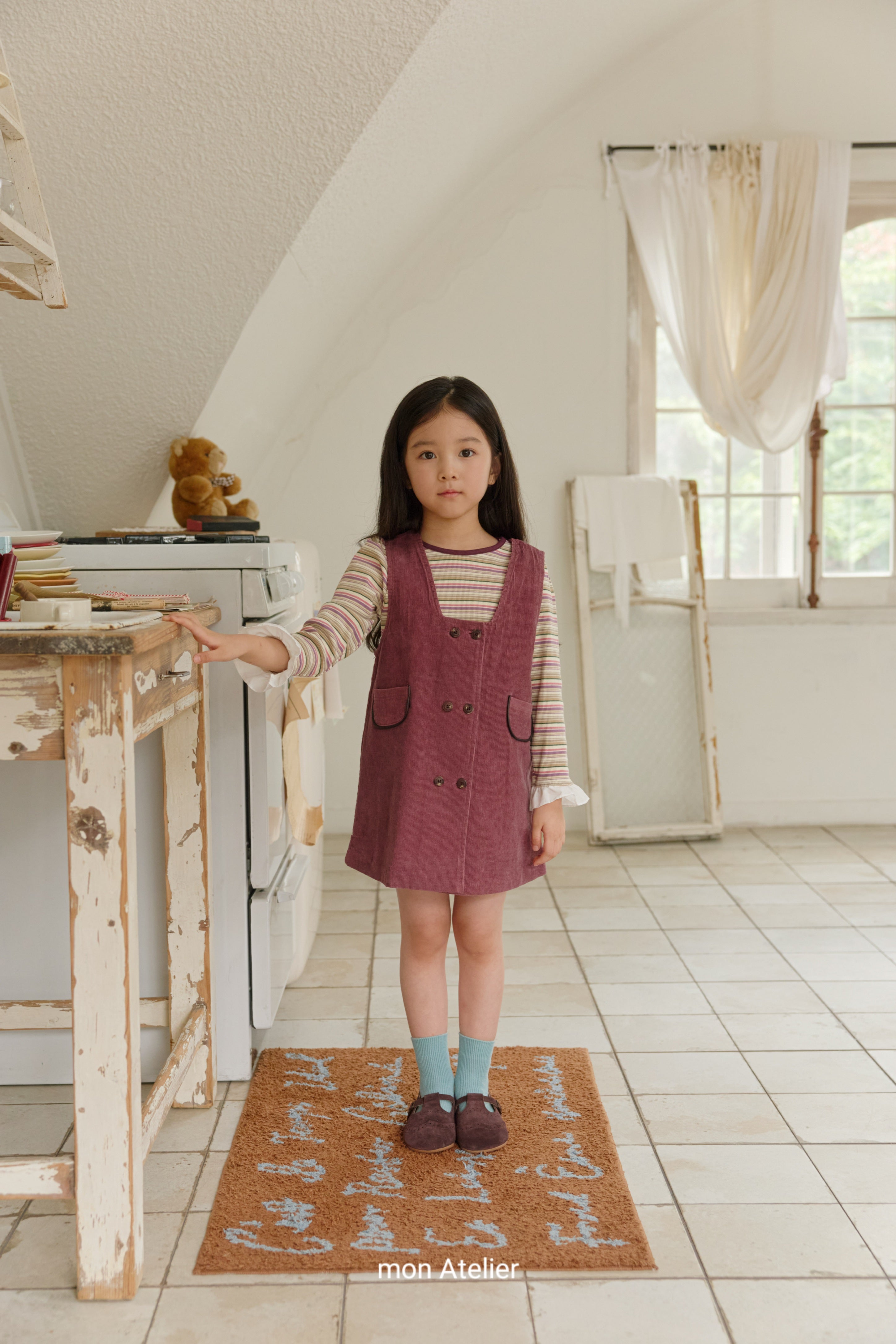 ［mon Atelier］Double button one-piece