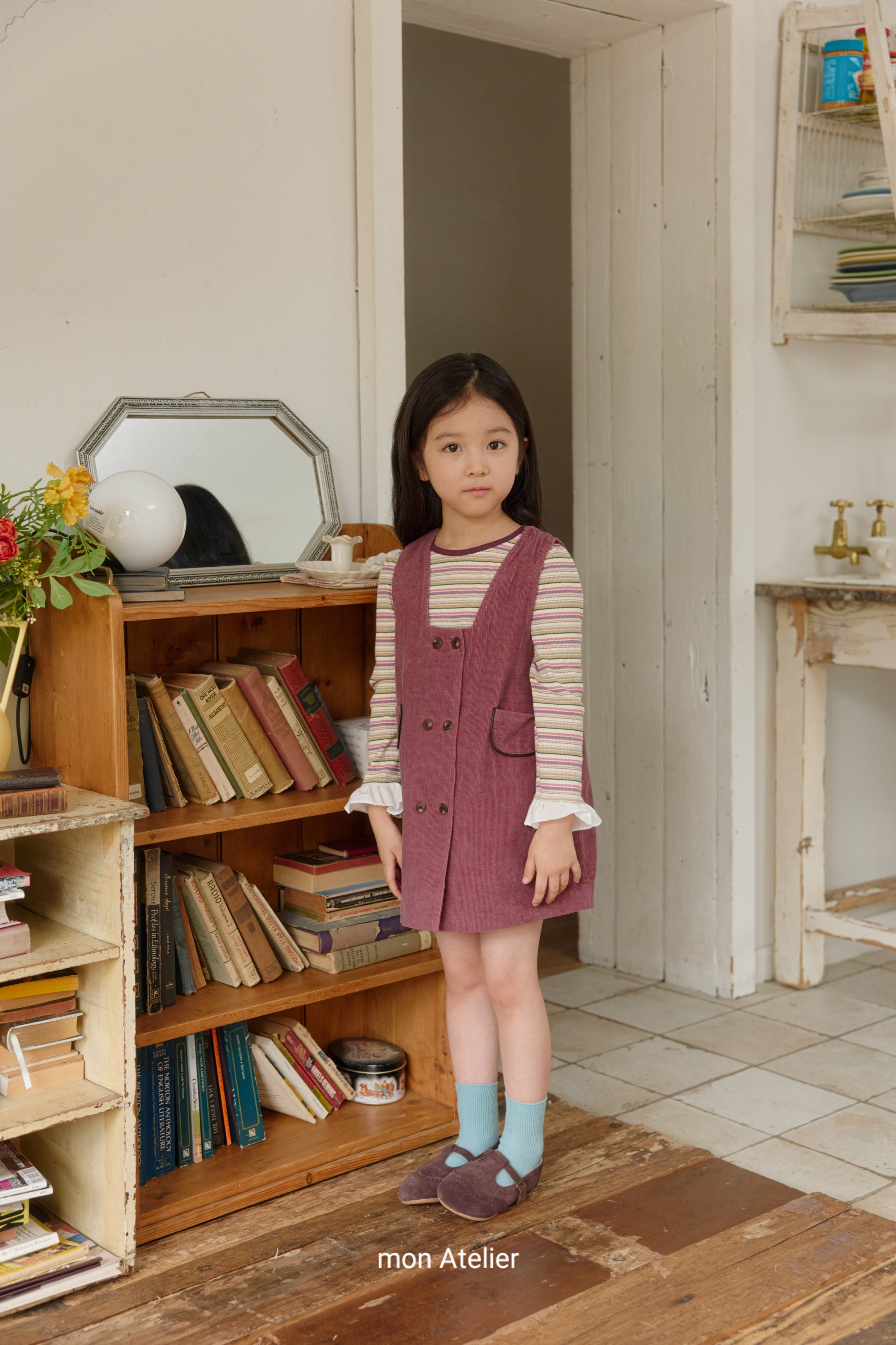 ［mon Atelier］Double button one-piece