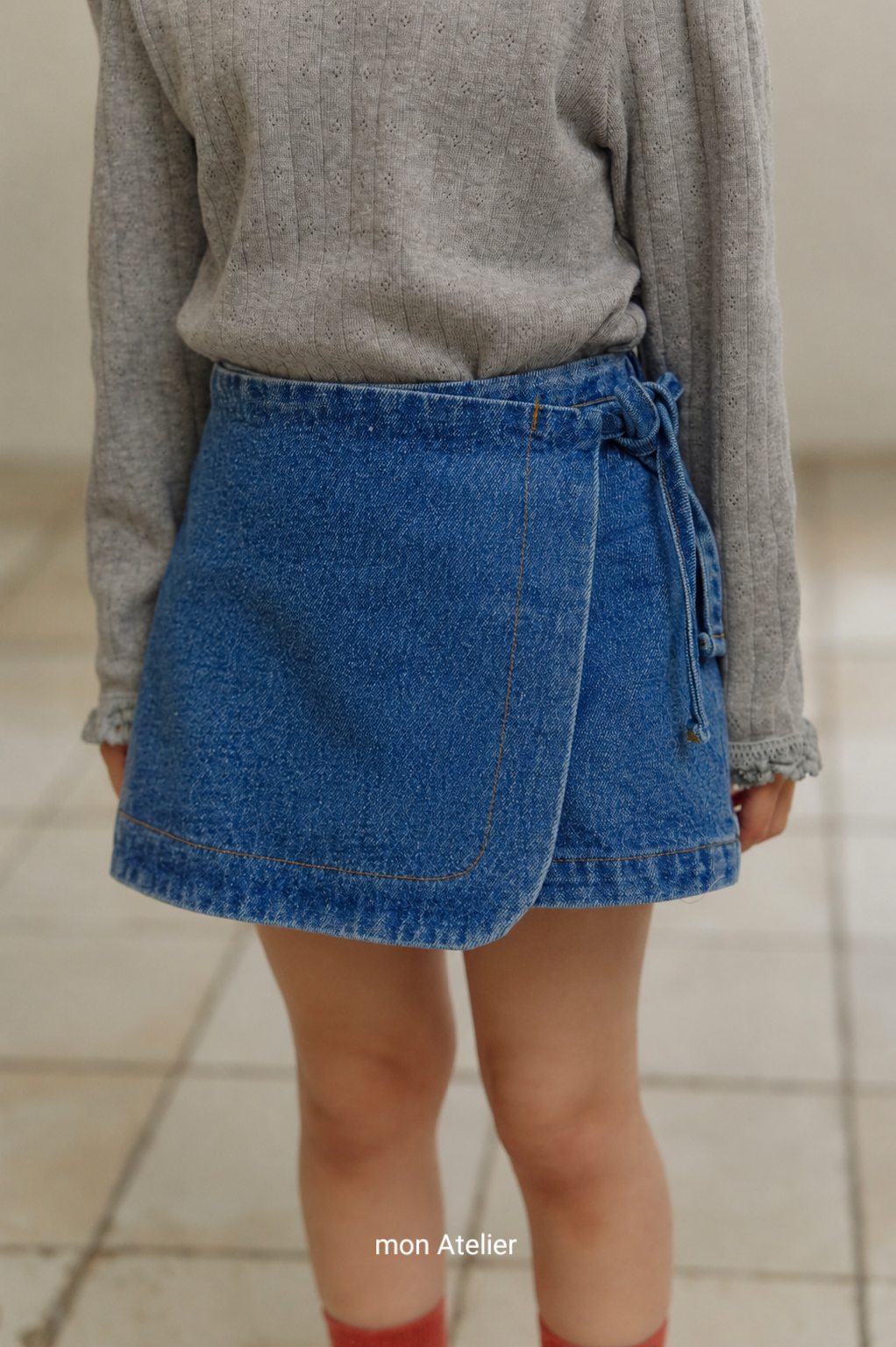 ［mon Atelier］Denim wrap pants