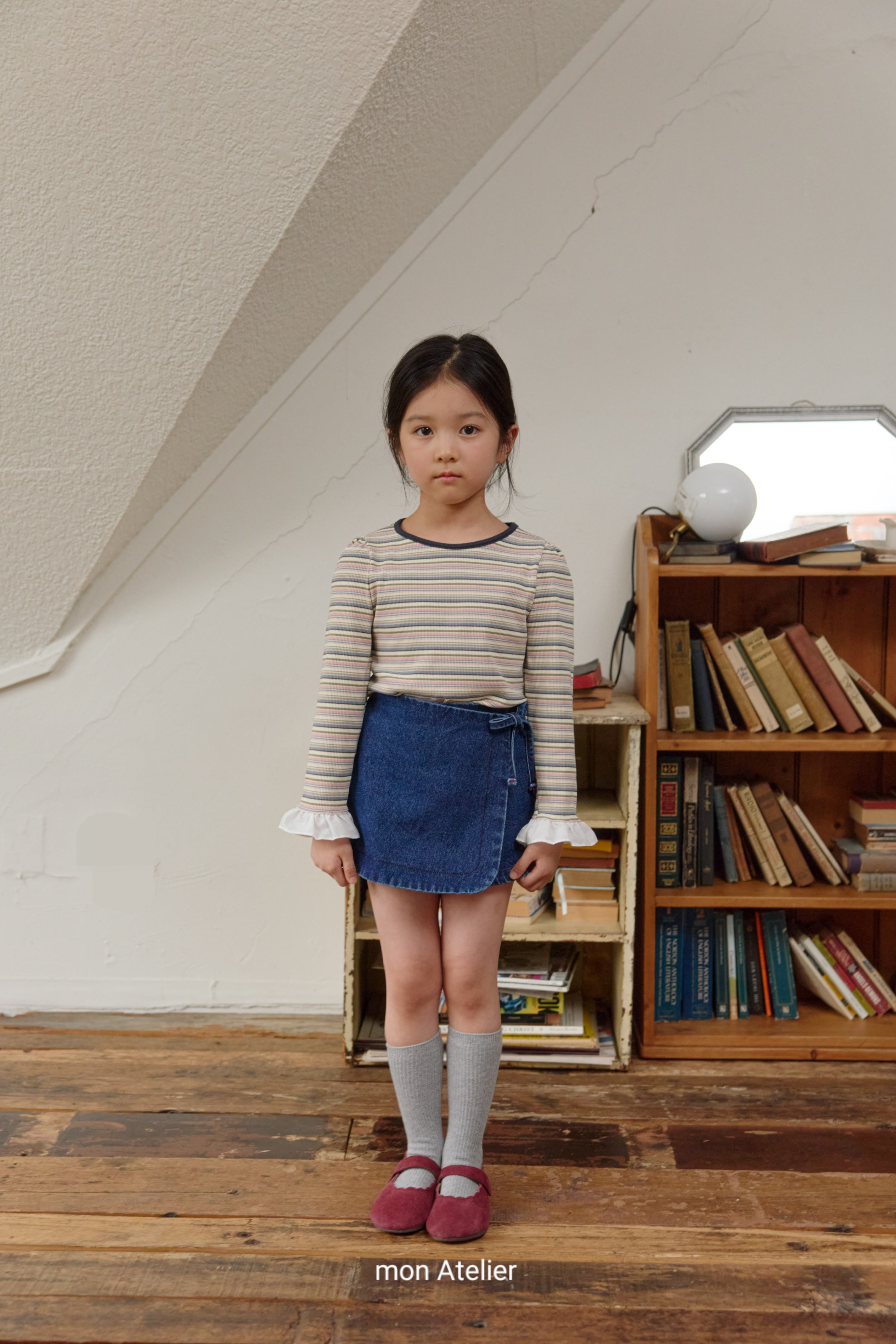 ［mon Atelier］Denim wrap pants