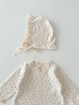 *Noeul.made* Flower waffle lace rompers set