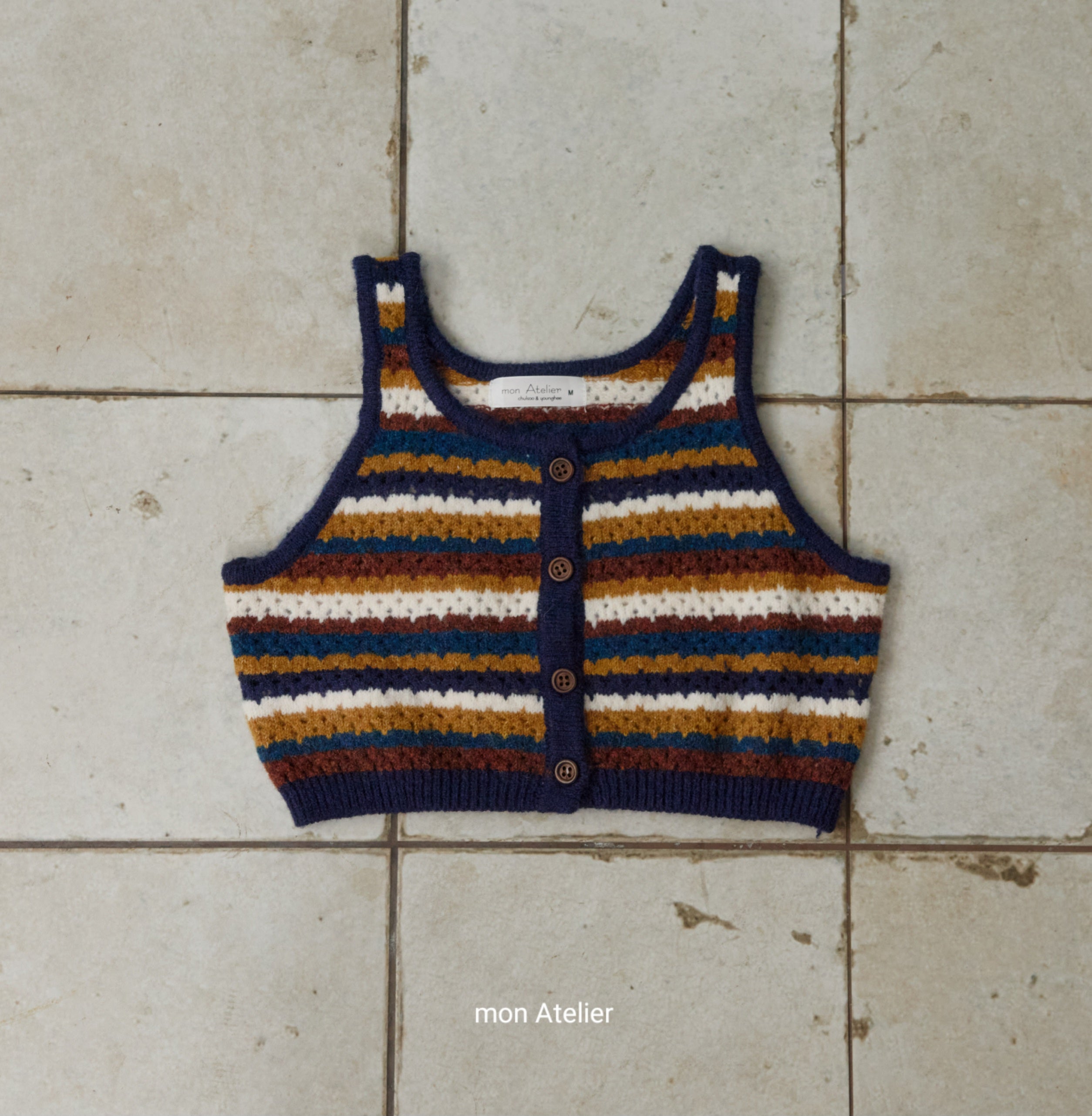 ［mon Atelier］Multi stripe vest