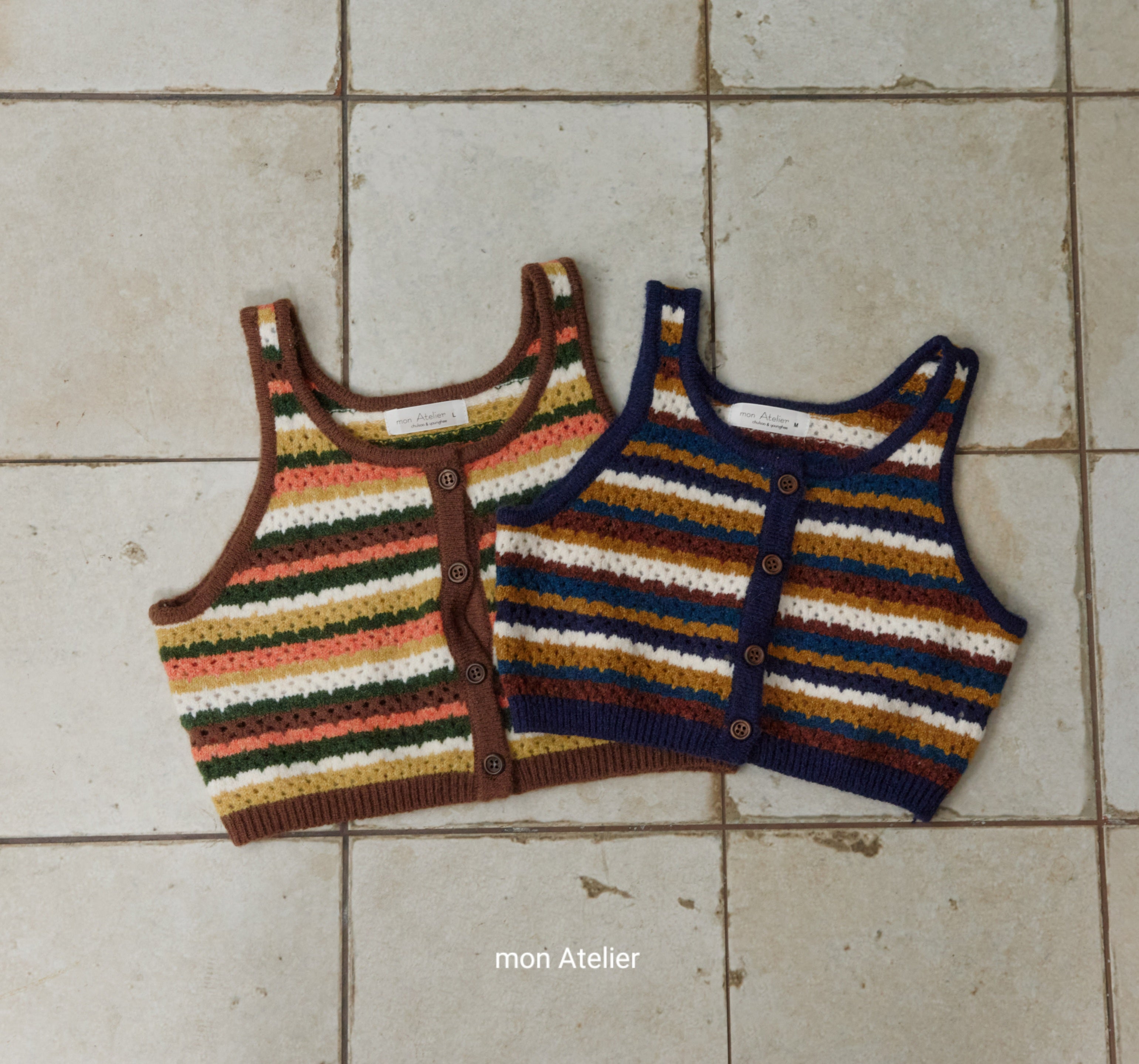 ［mon Atelier］Multi stripe vest