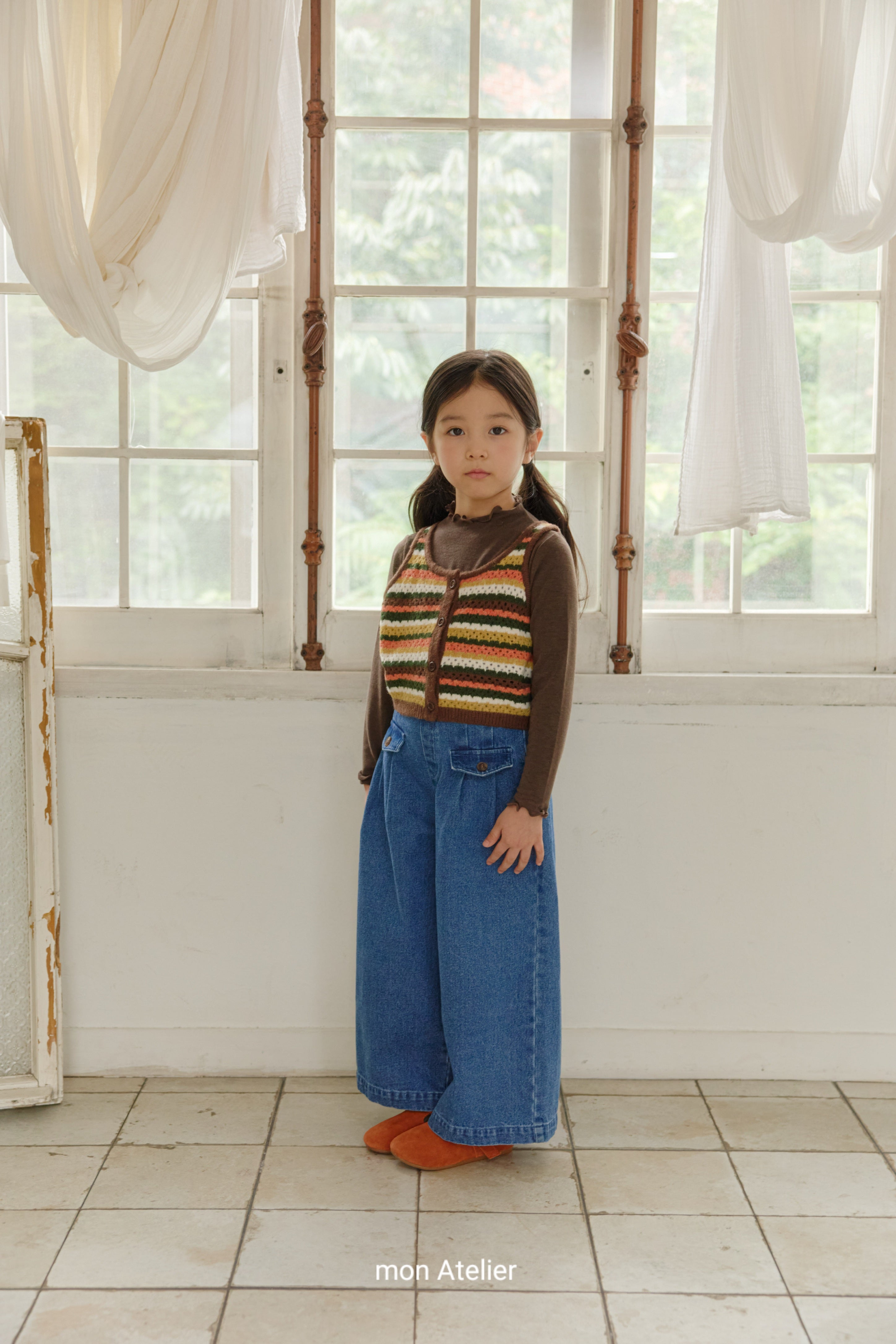 ［mon Atelier］Multi stripe vest