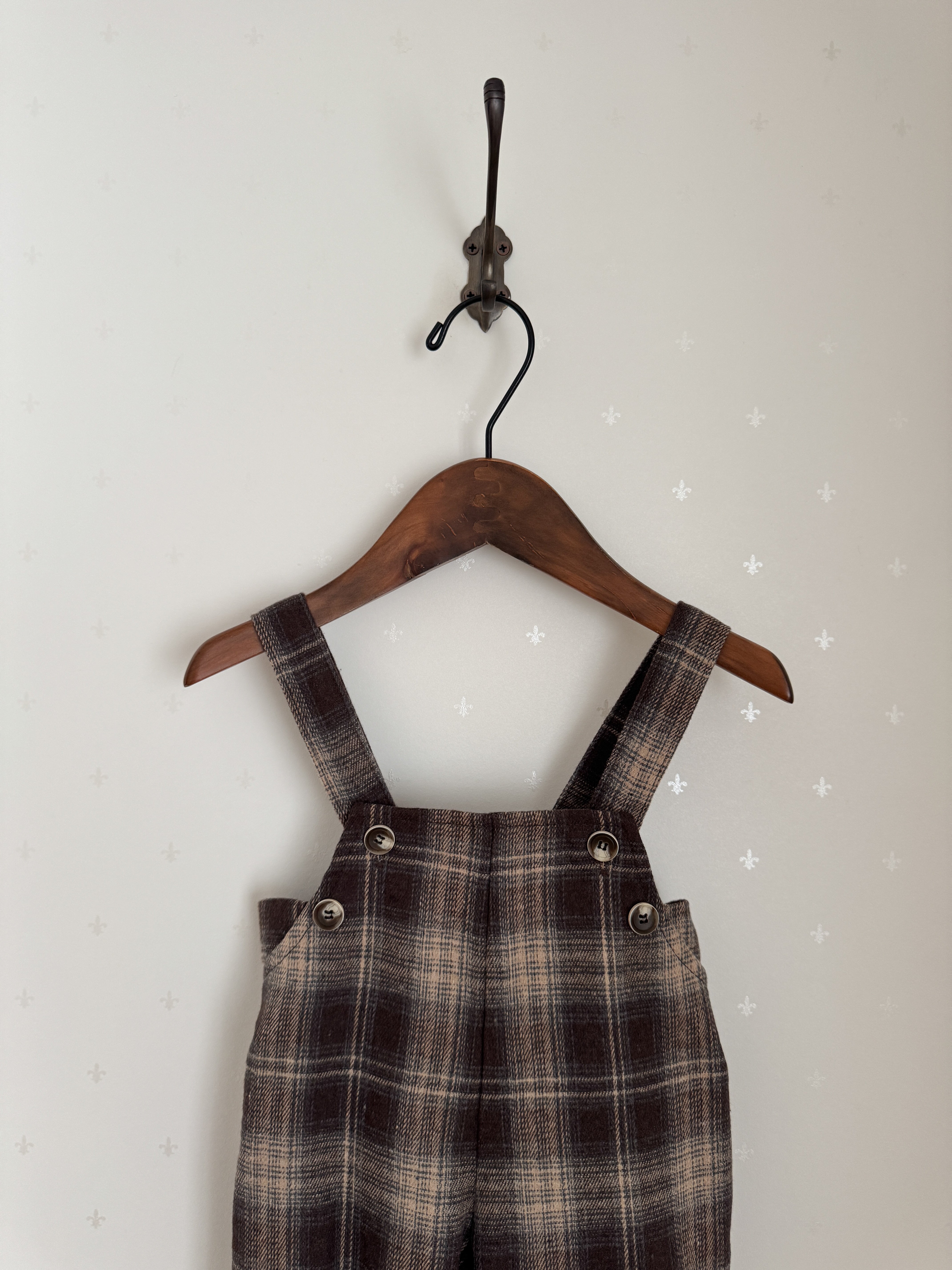 Noirjette check salopette pants