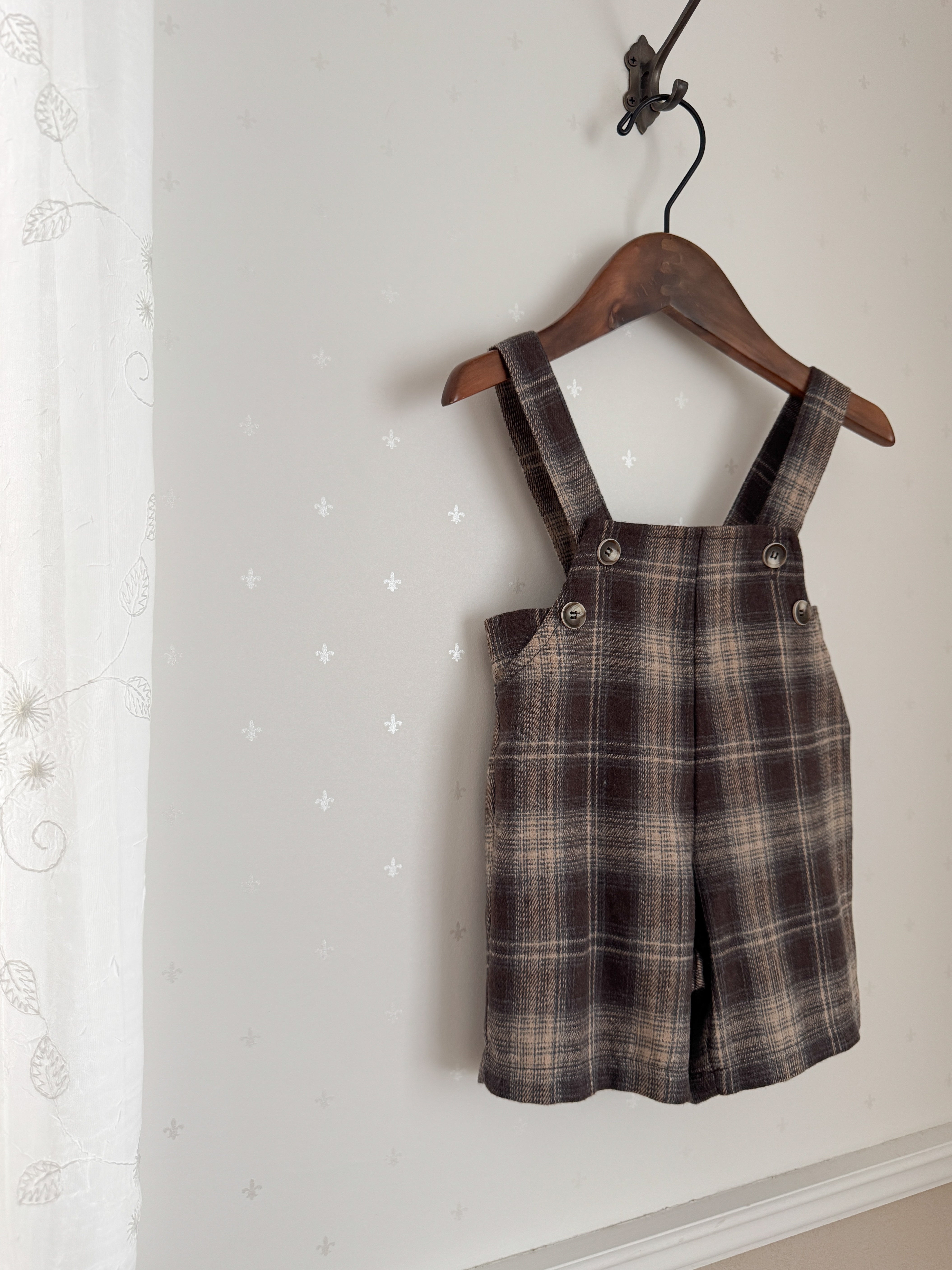 Noirjette check salopette pants
