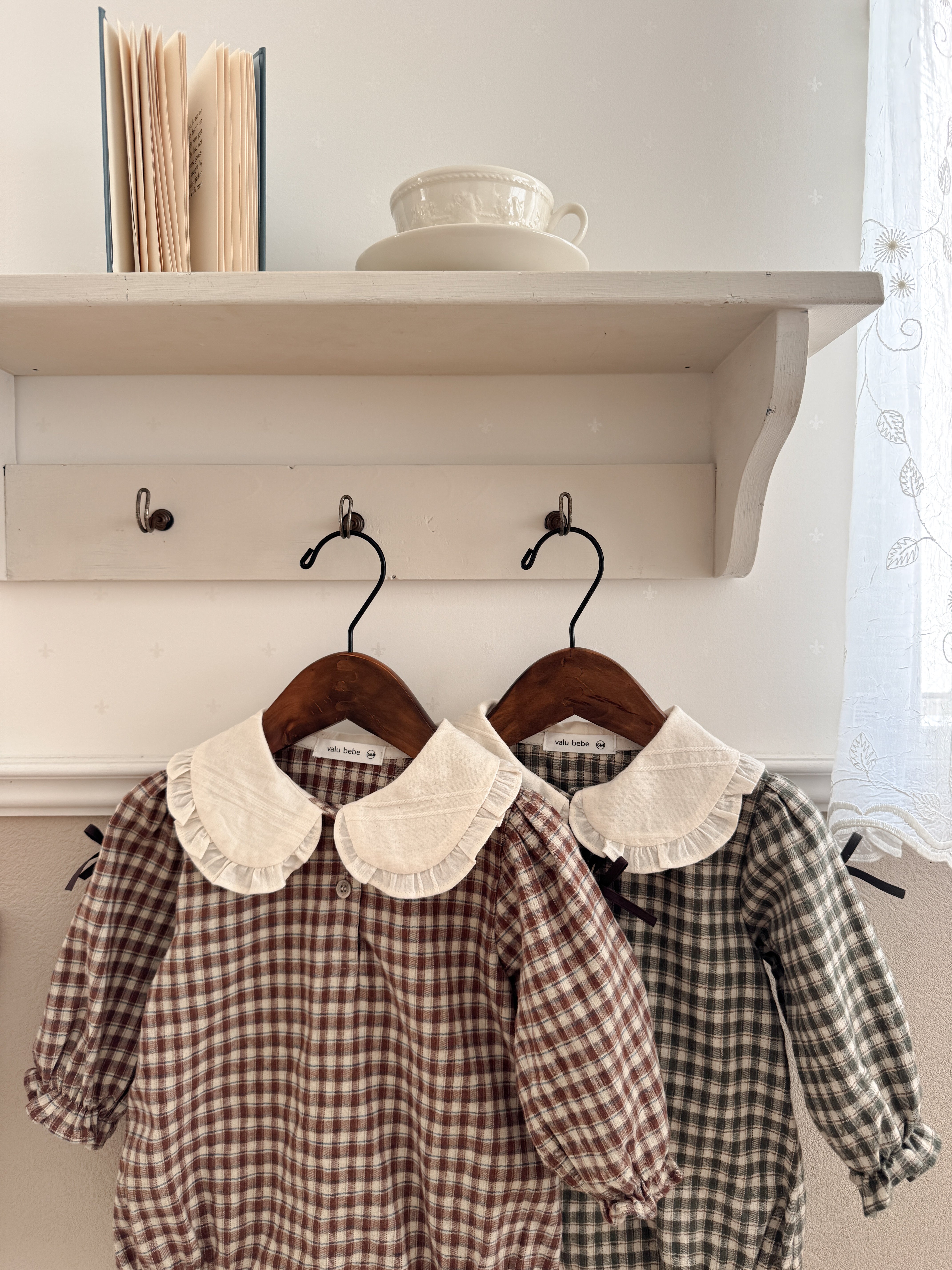 Frill check collar rompers (baby)