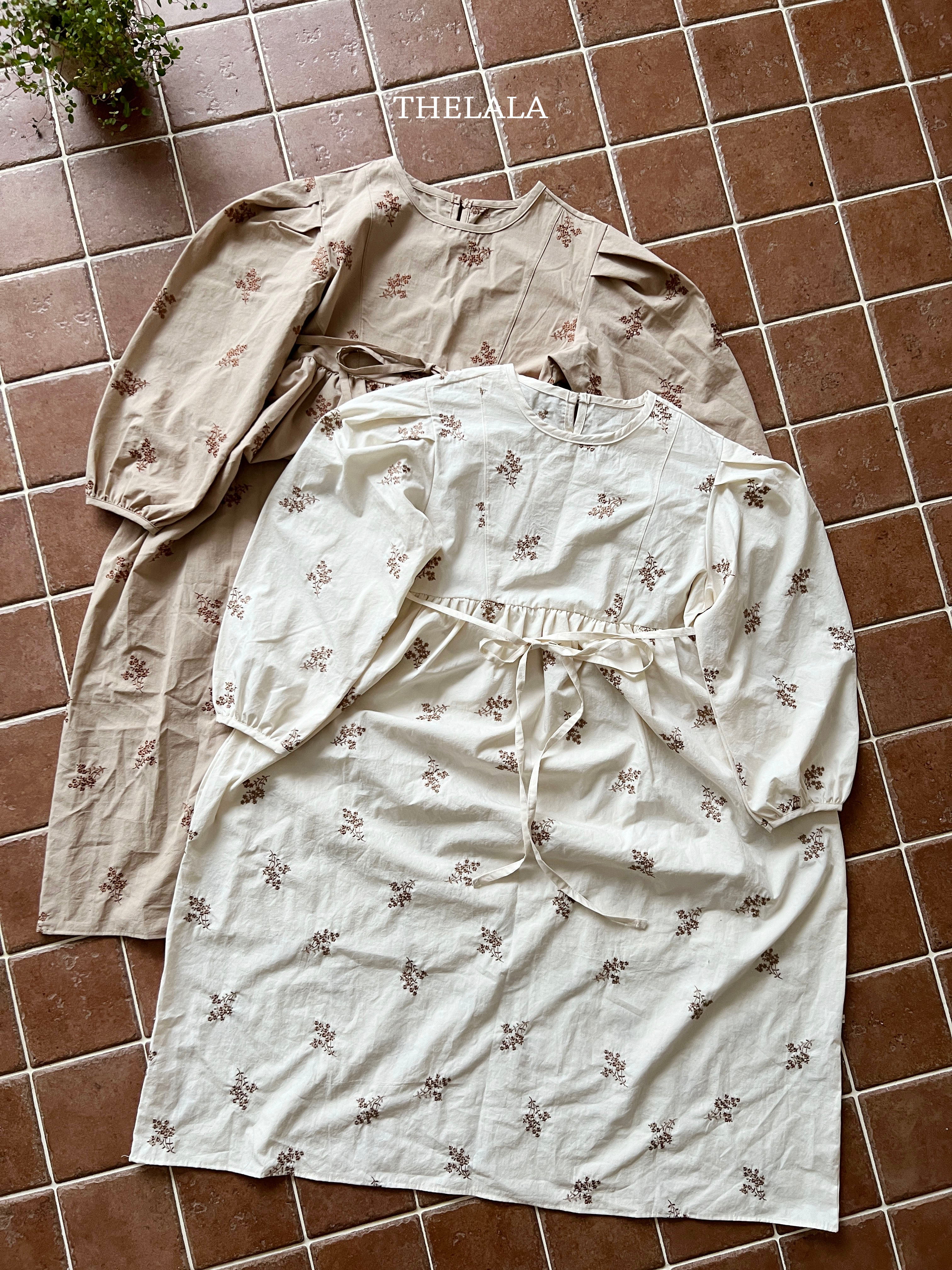 ［thelala］Embroidery one-piece (mom)
