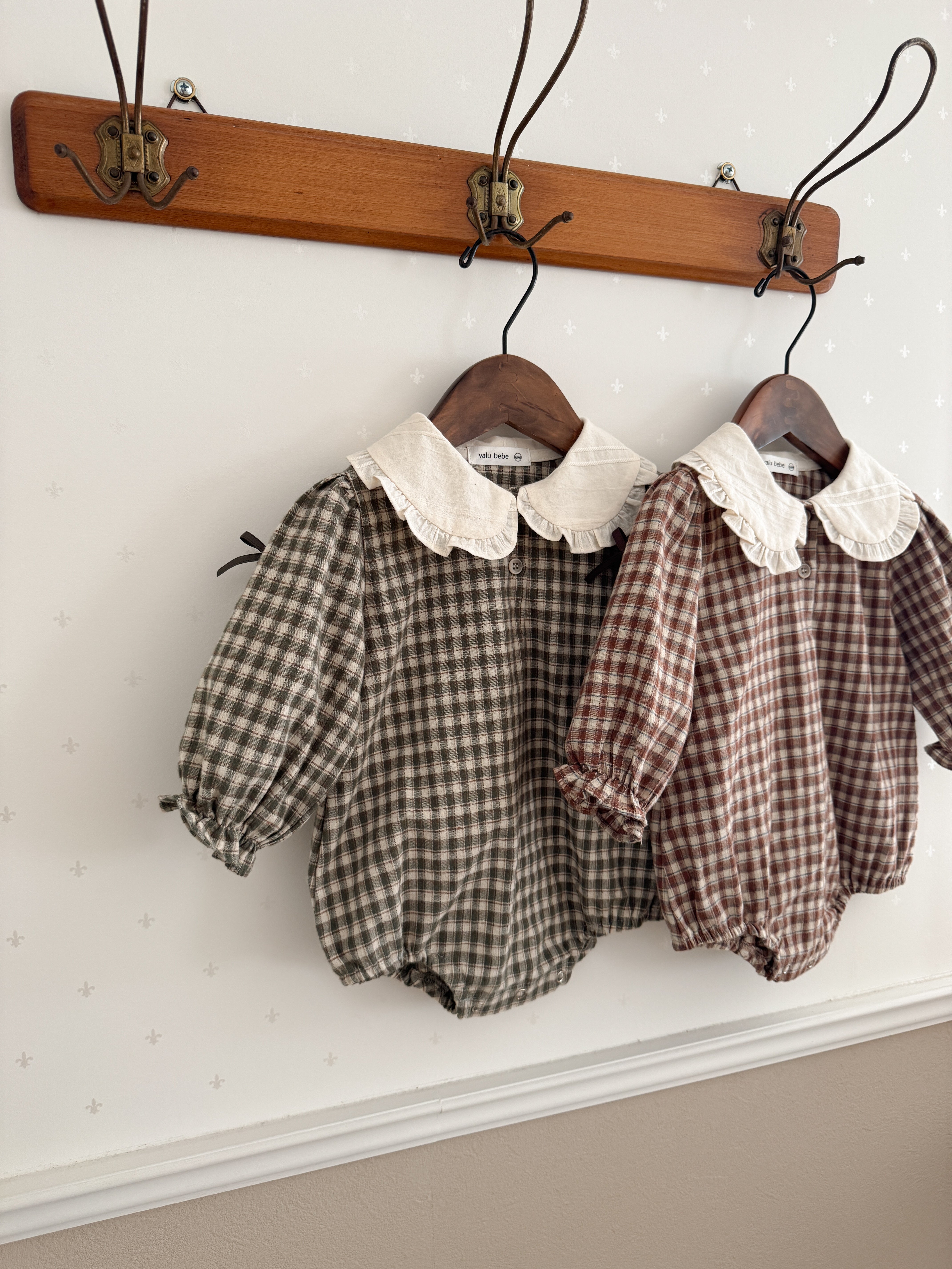 Frill check collar rompers (baby)