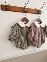 Frill check collar rompers (baby)