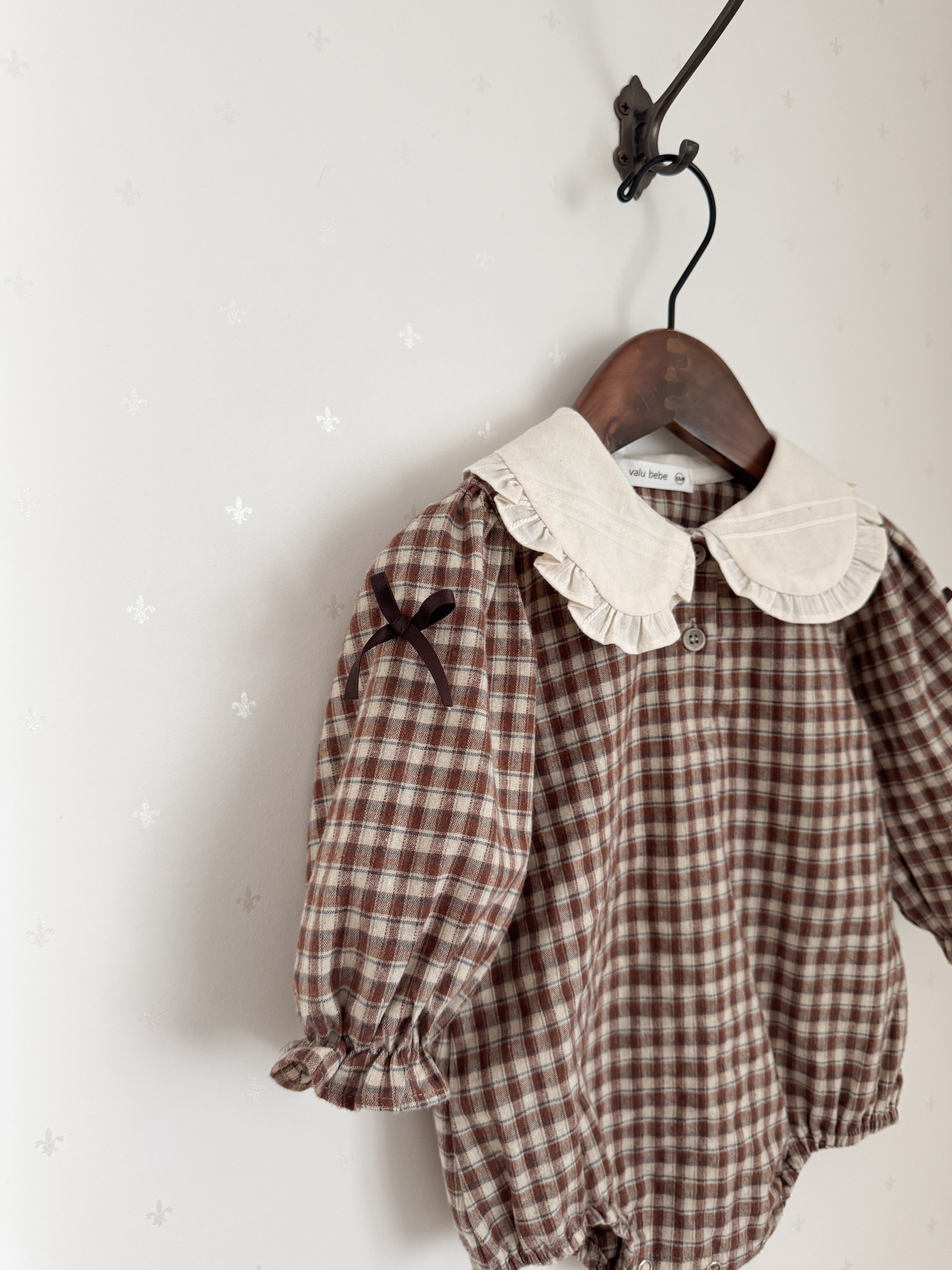 Frill check collar rompers (baby)