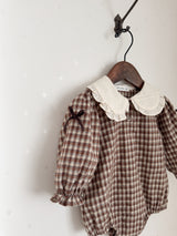 Frill check collar rompers (baby)