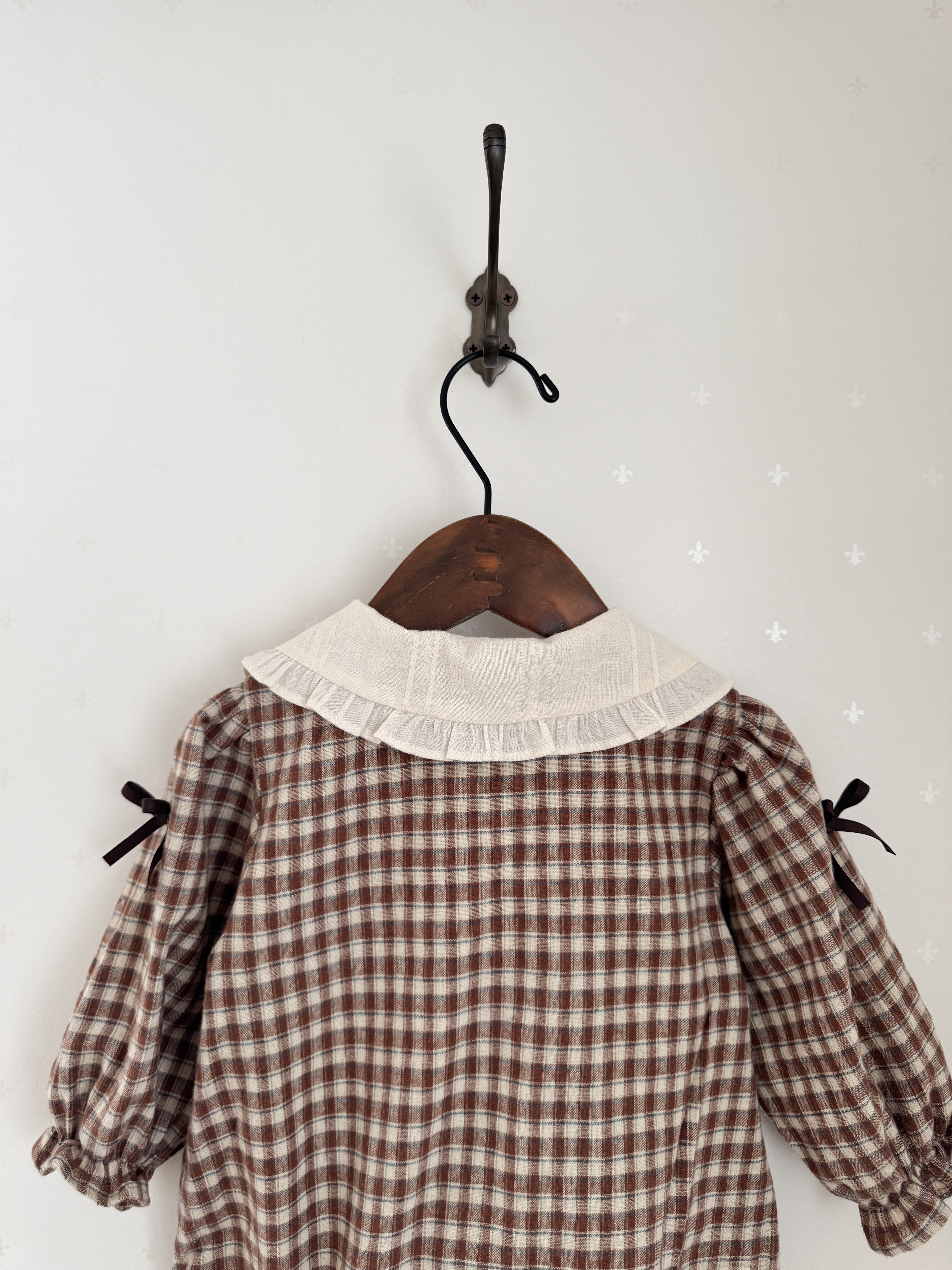 Frill check collar rompers (baby)