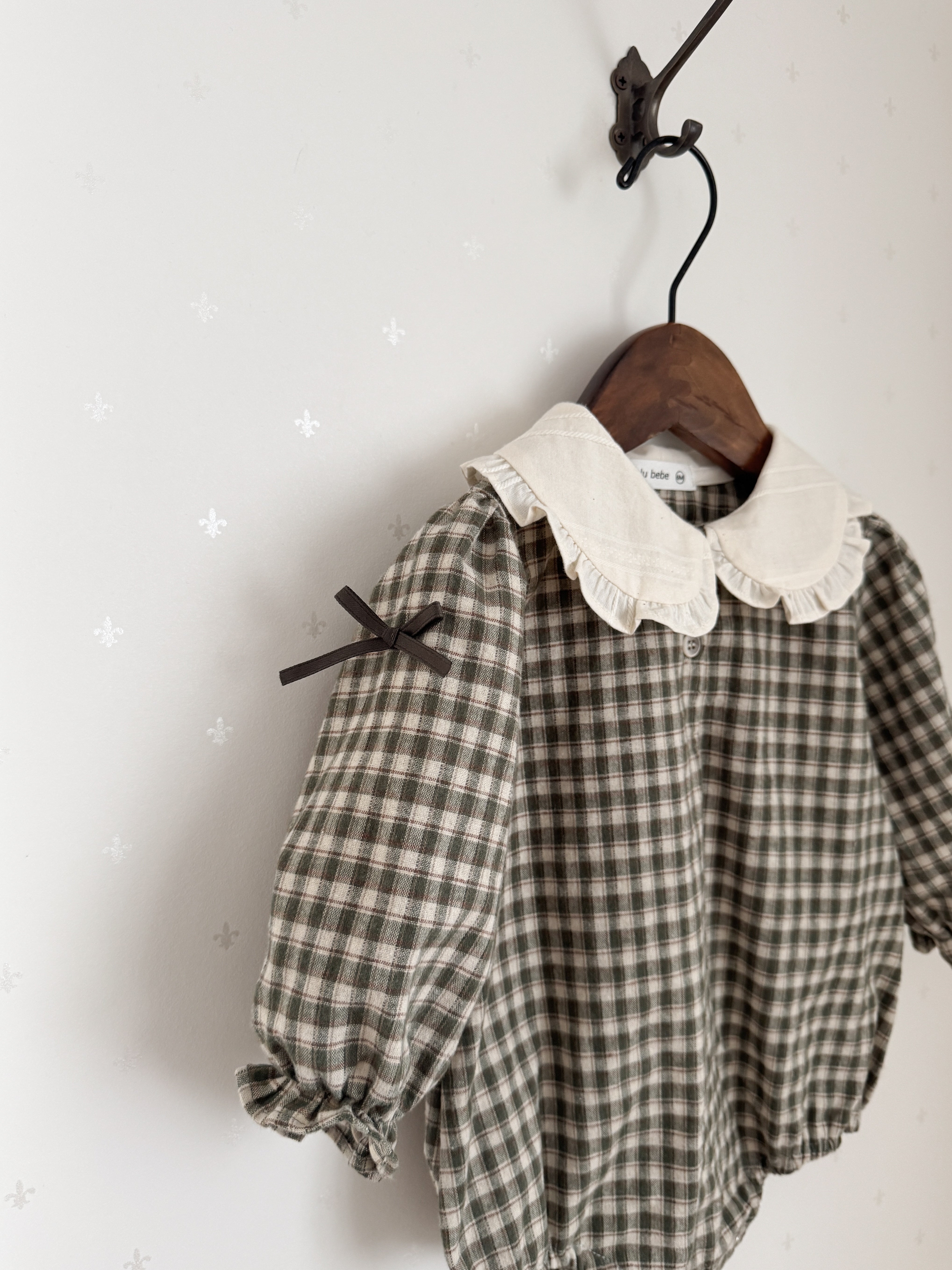 Frill check collar rompers (baby)