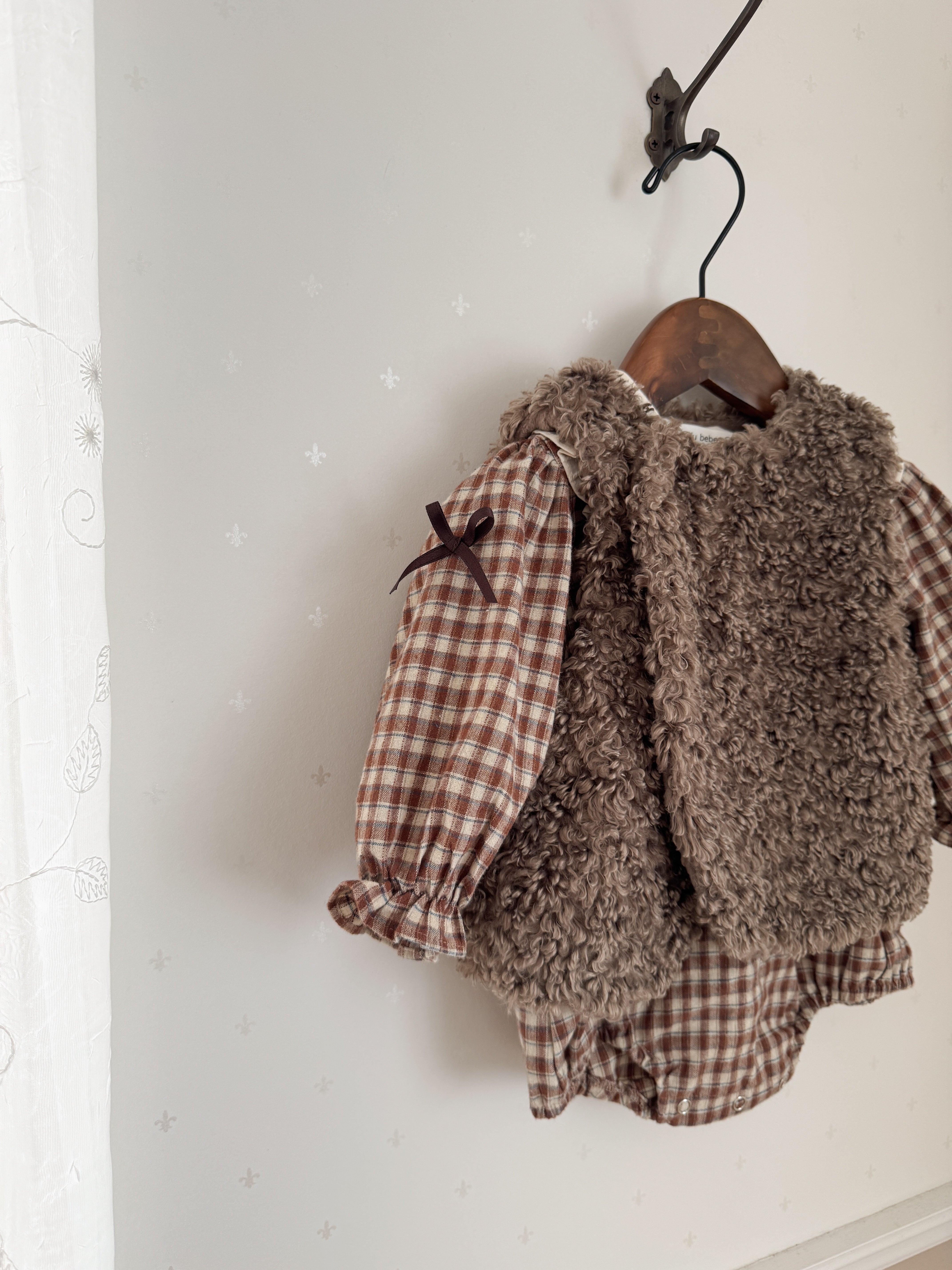 Frill check collar rompers (baby)