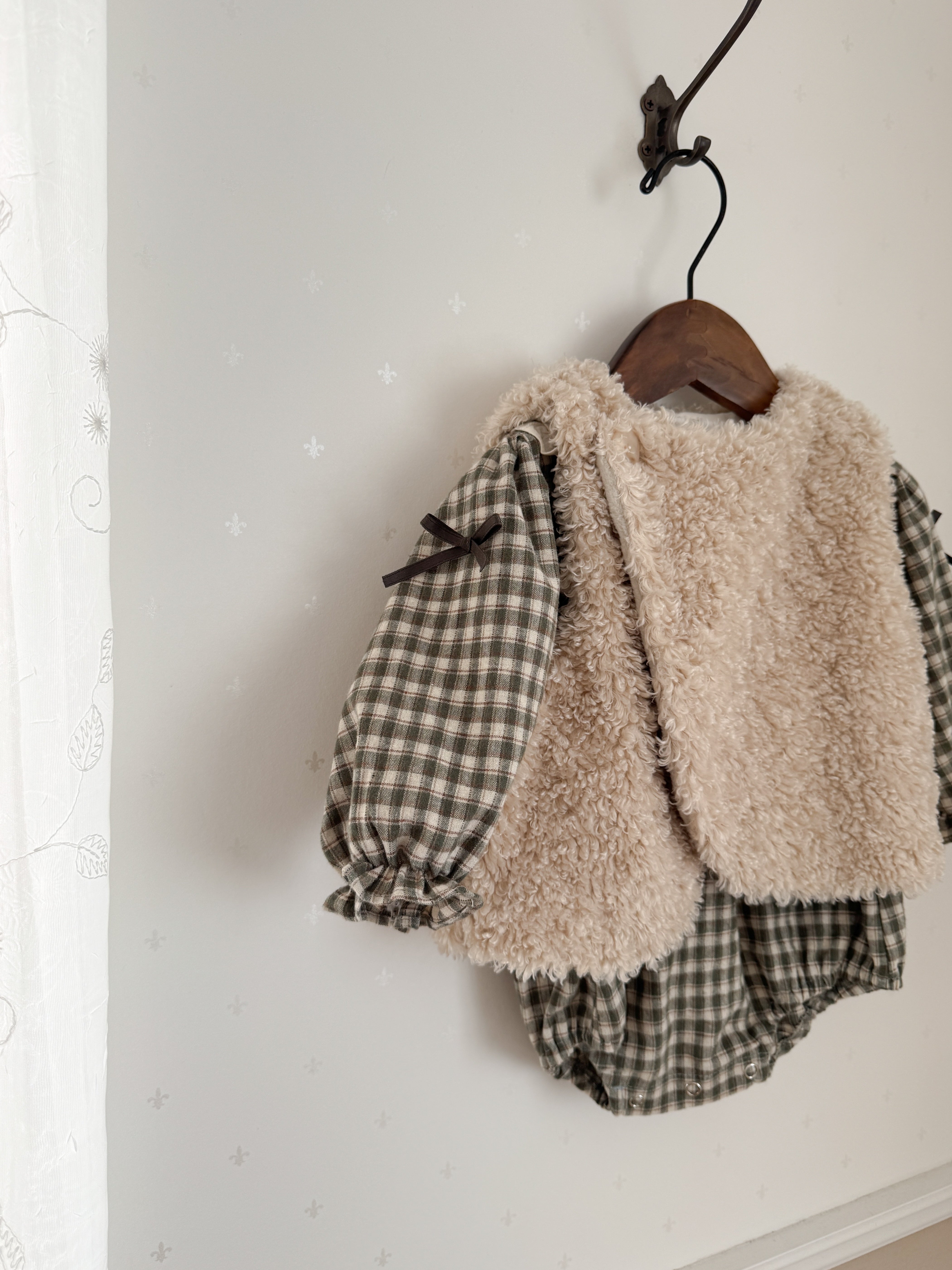 Frill check collar rompers (baby)