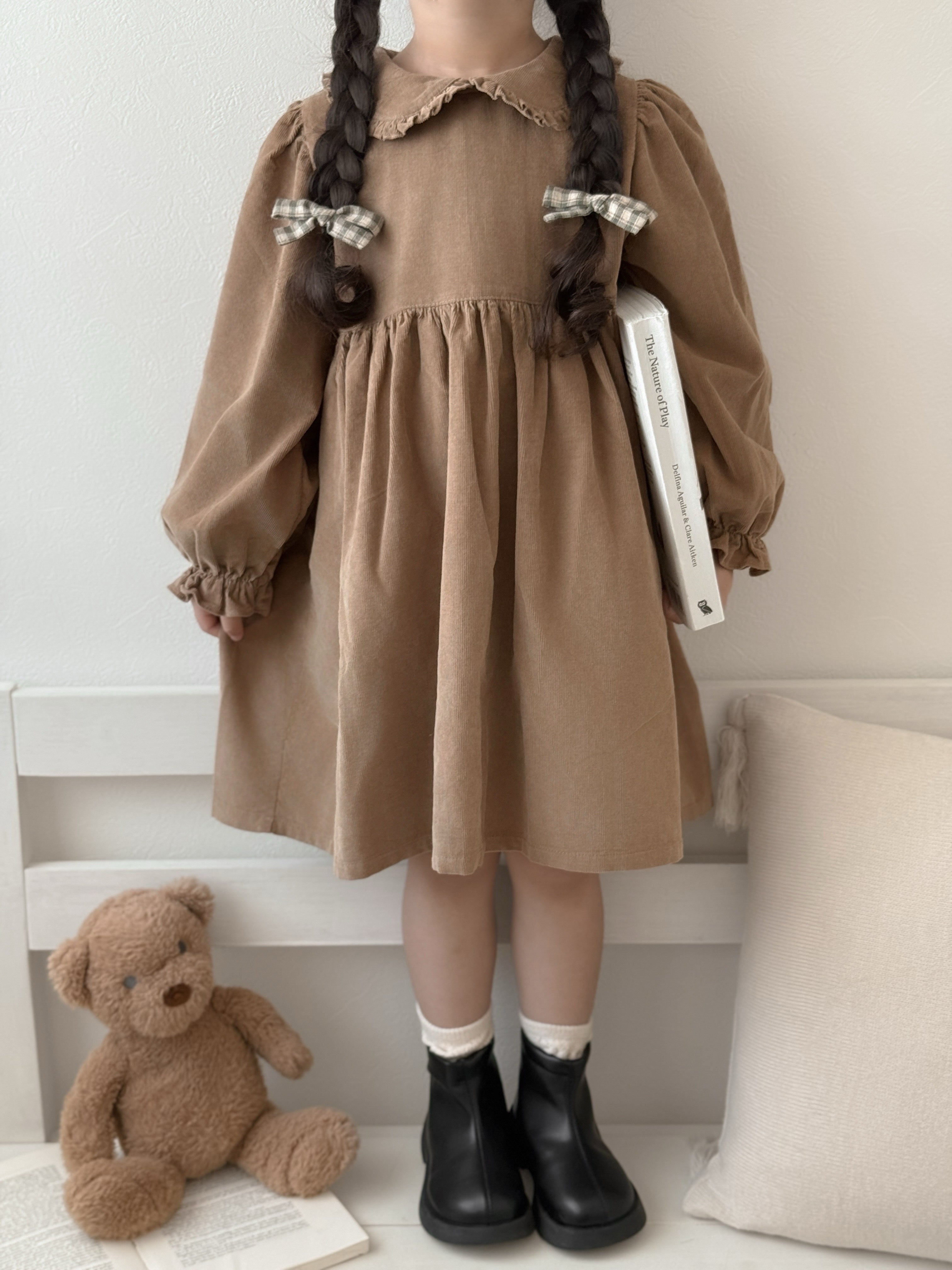 Latte corduroy one-piece