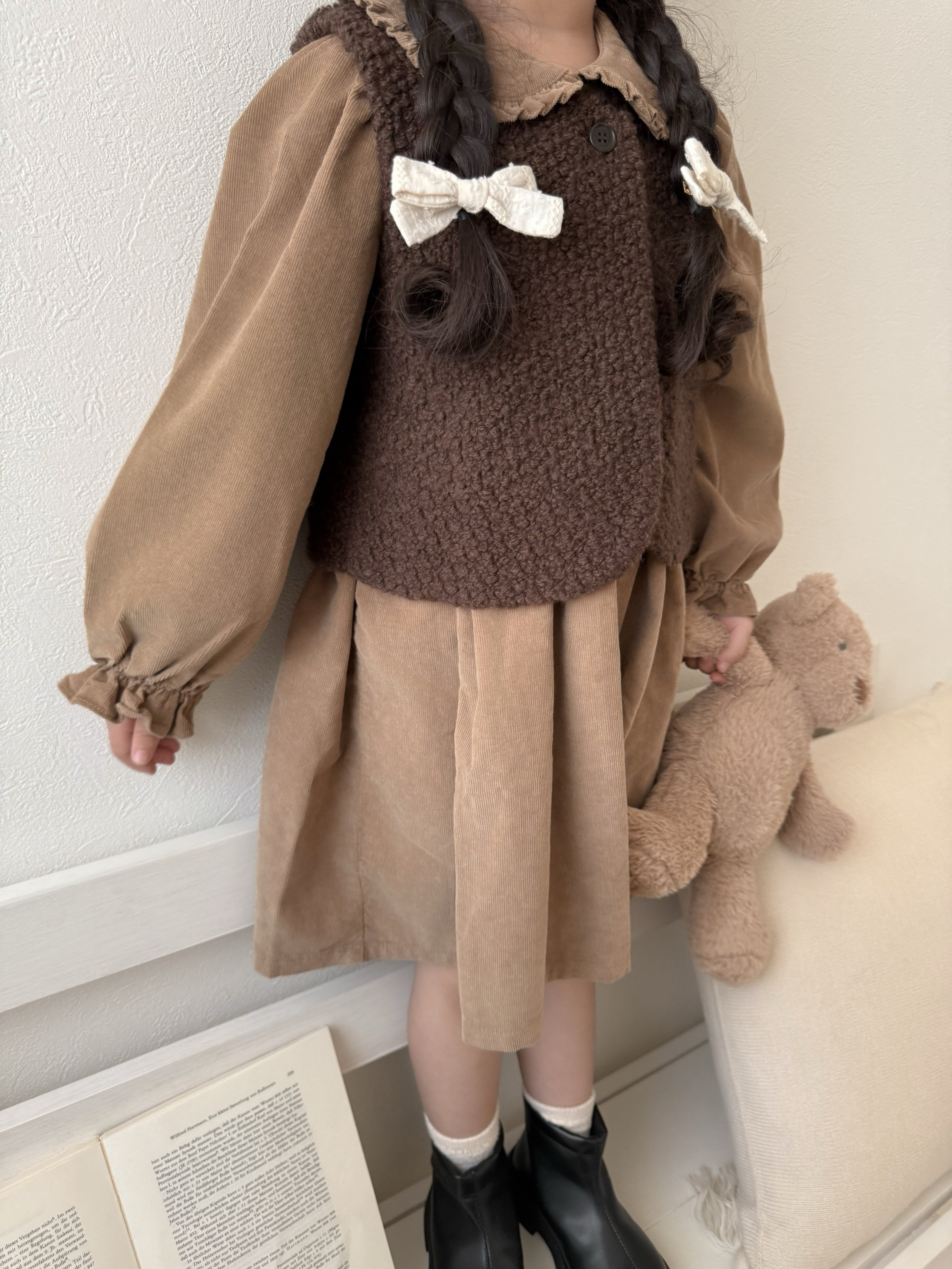 Latte corduroy one-piece