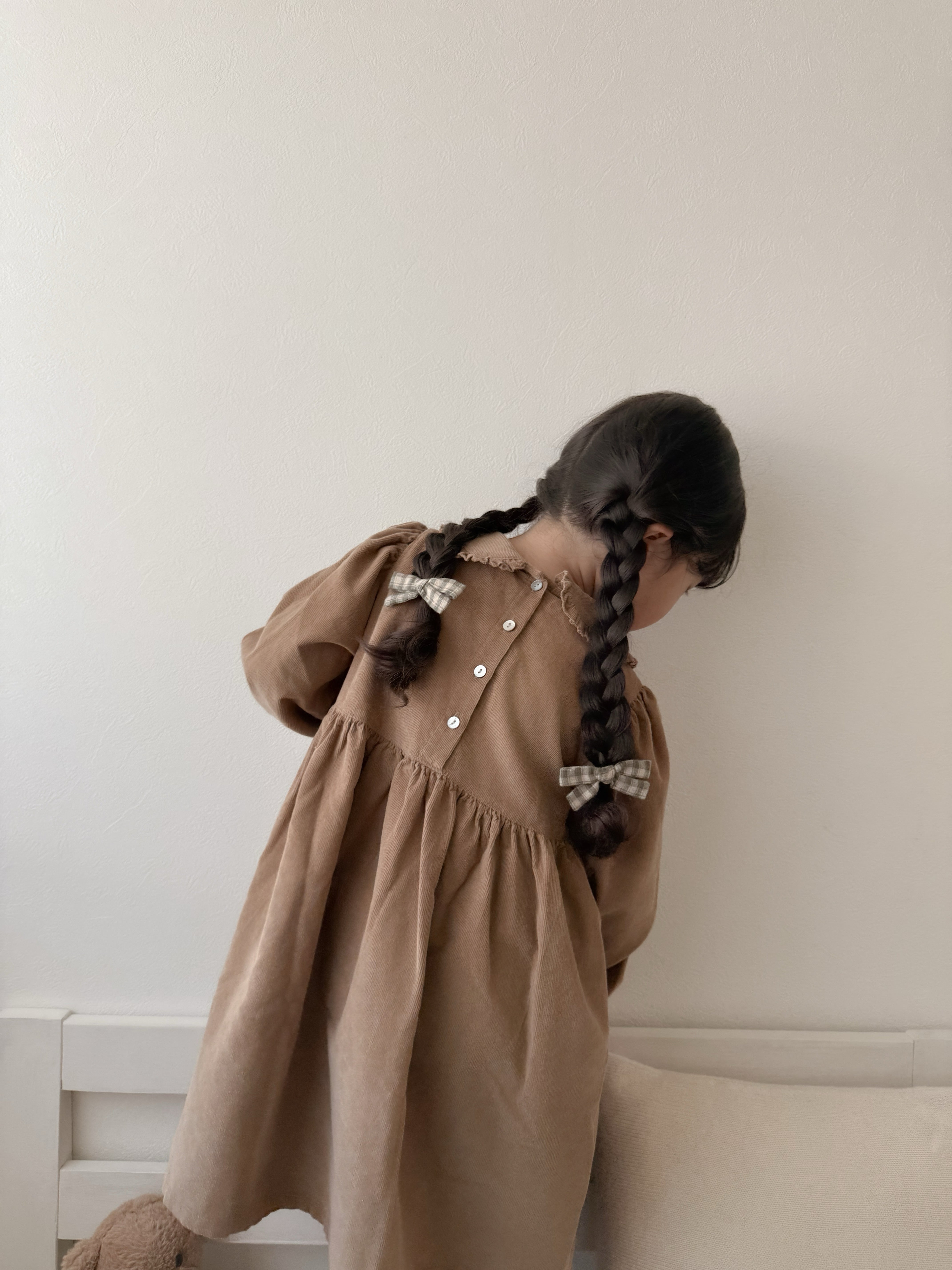 Latte corduroy one-piece