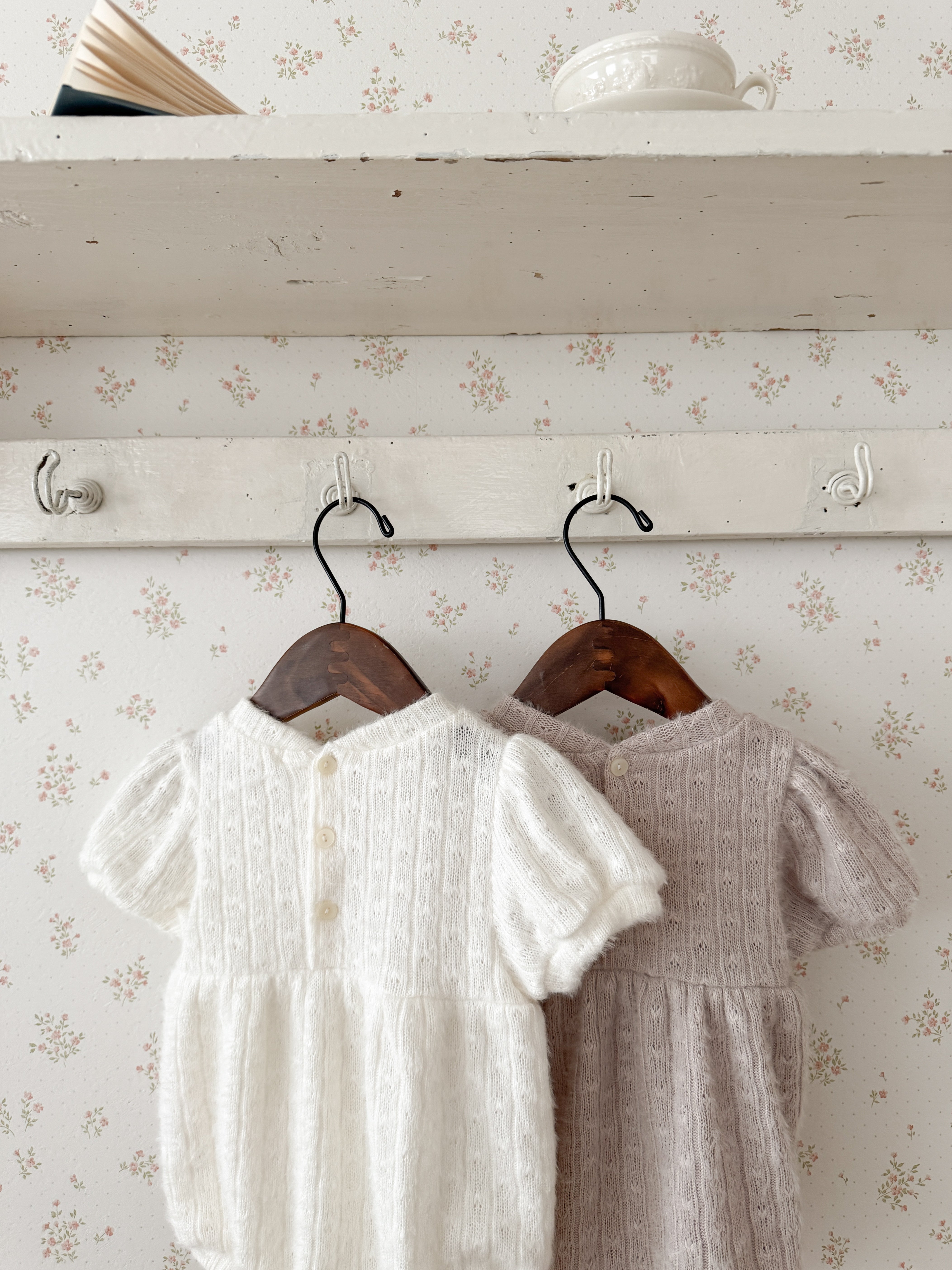 Soft puff knit rompers