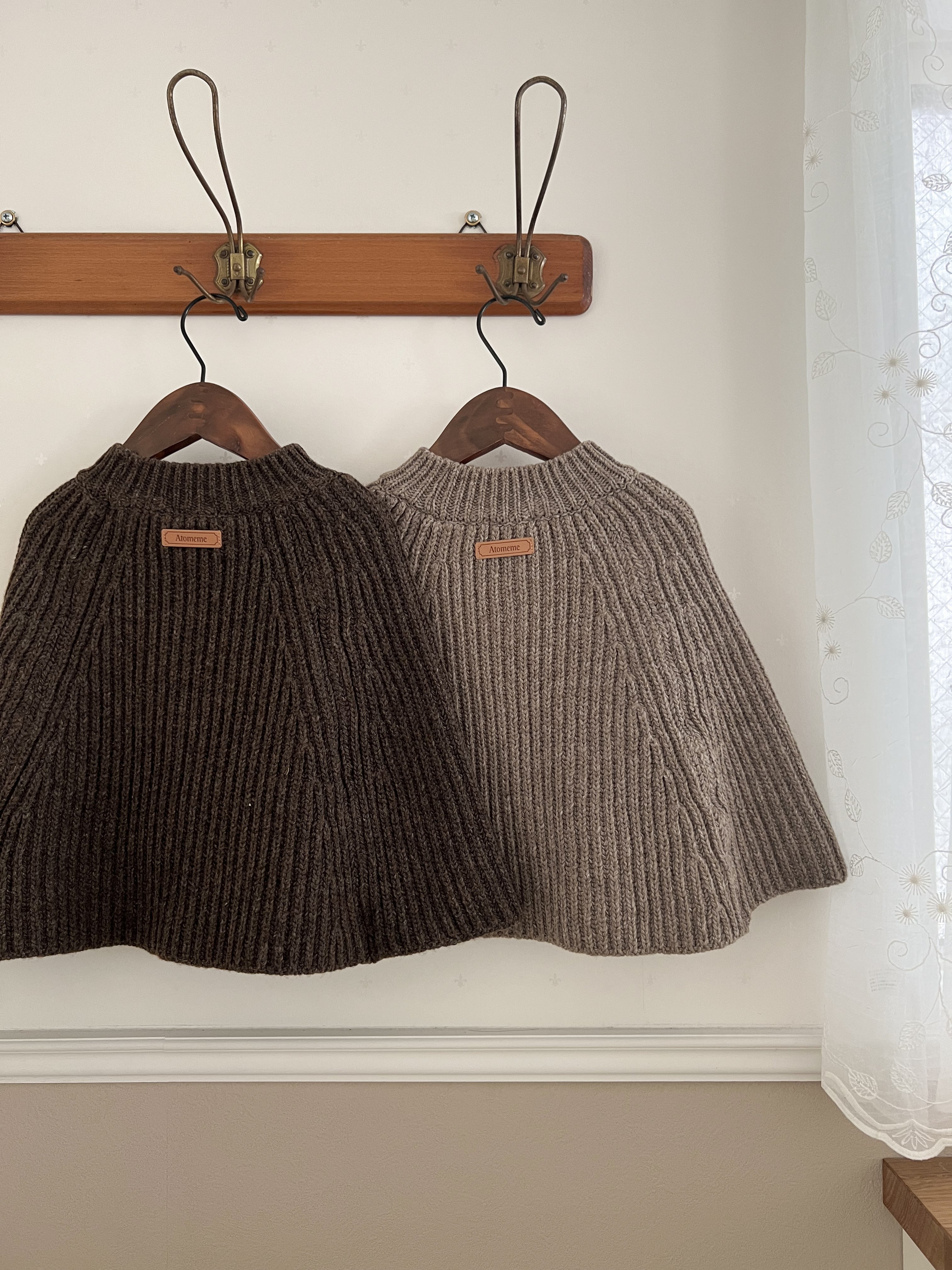 Olive knit poncho