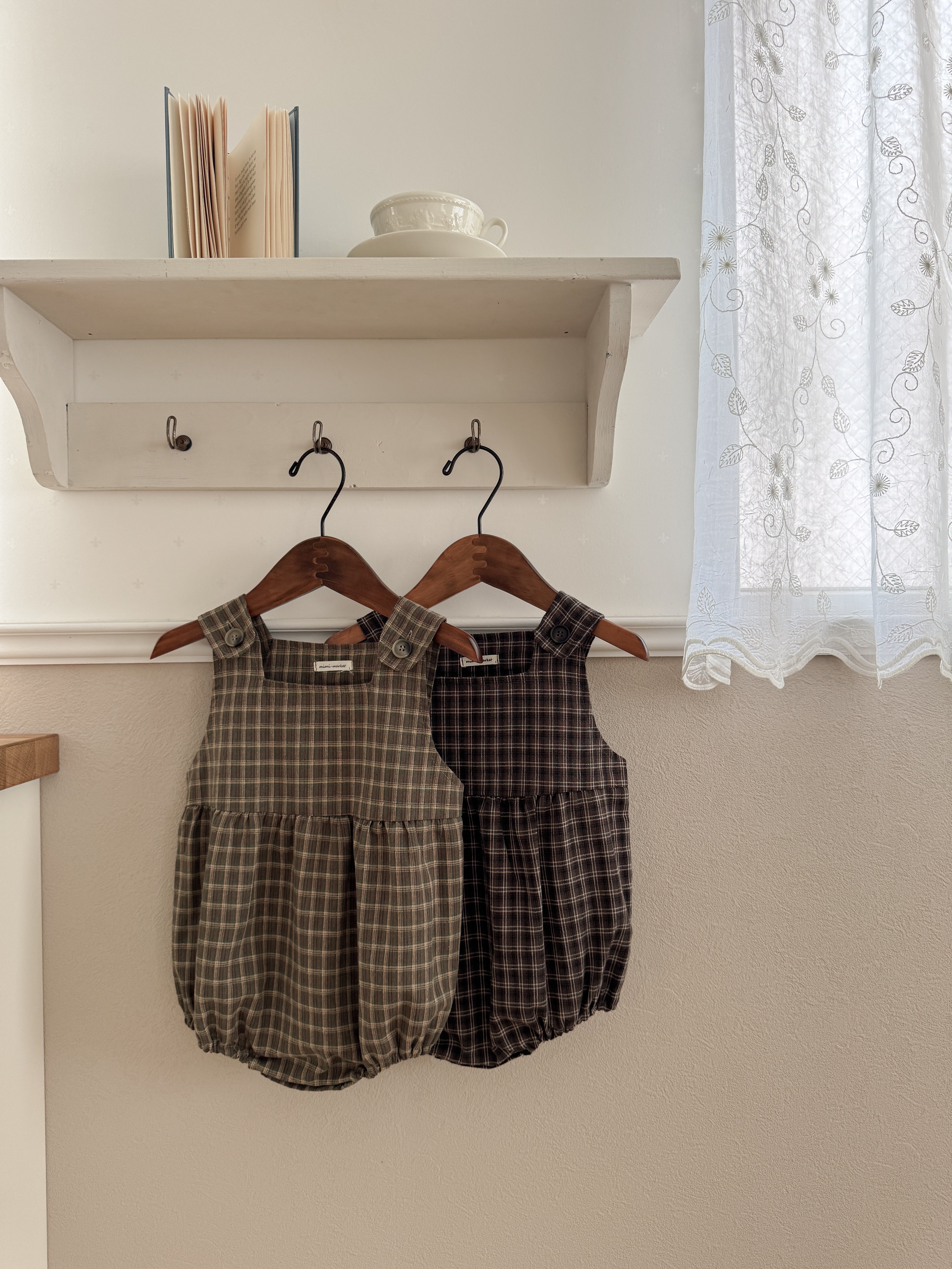 Check suspender rompers