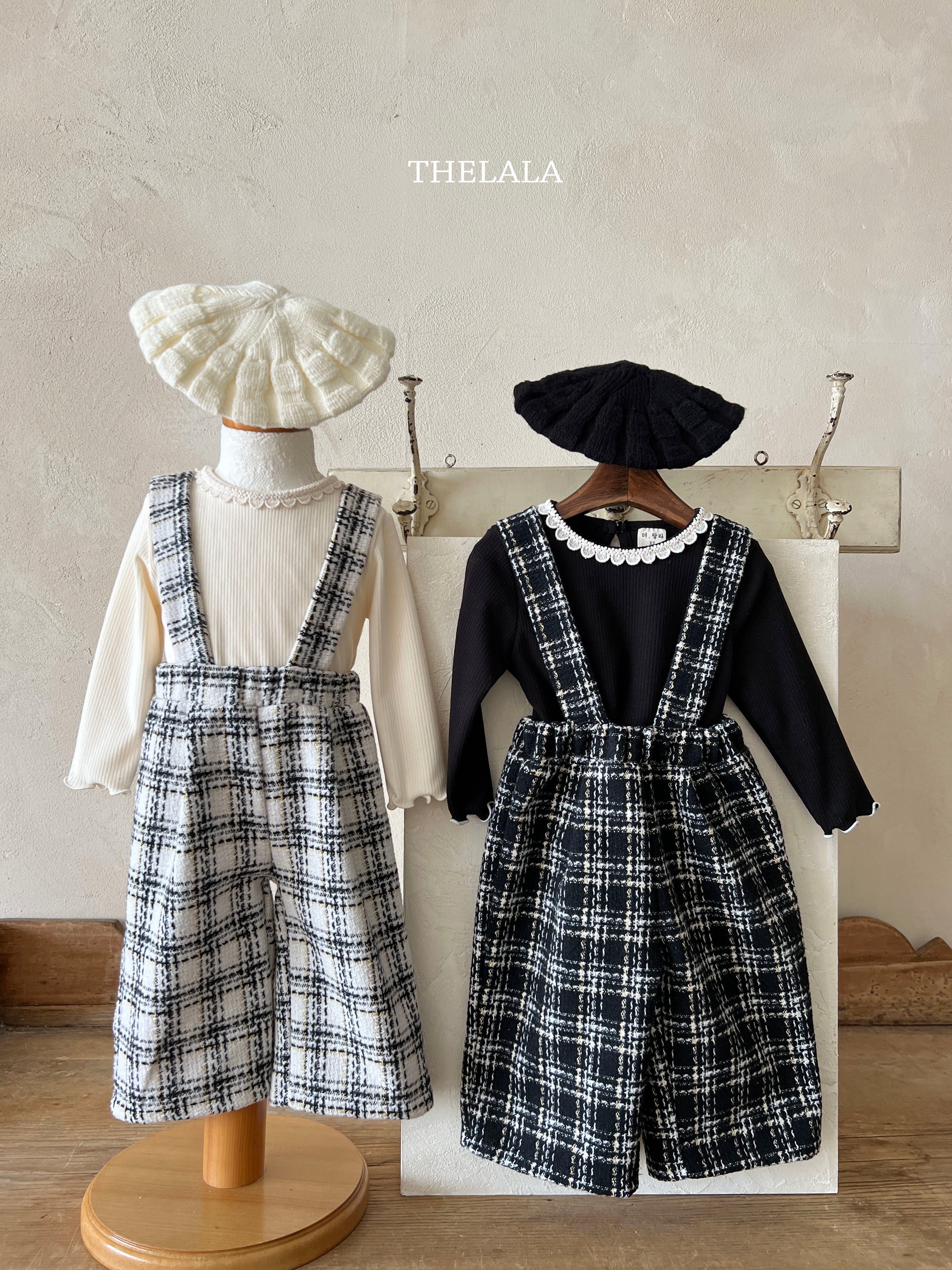 ［thelala］Check suspender pants