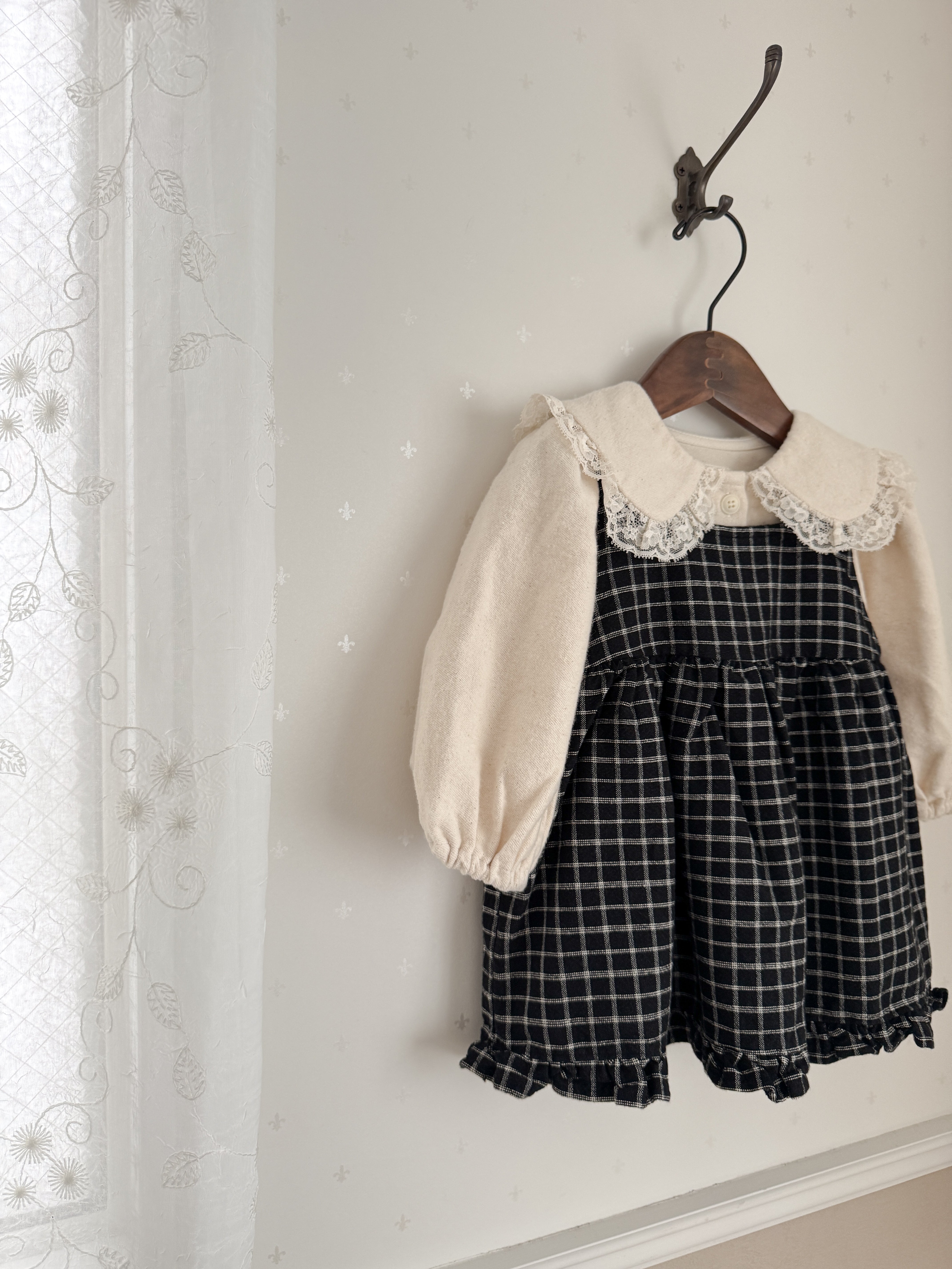 Check frill one-piece