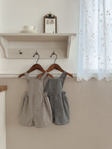 Mini check suspender pants