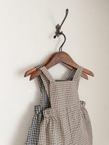 Mini check suspender pants