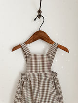 Mini check suspender pants