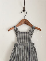 Mini check suspender pants