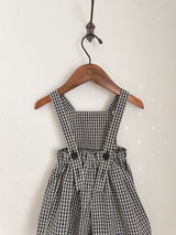Mini check suspender pants