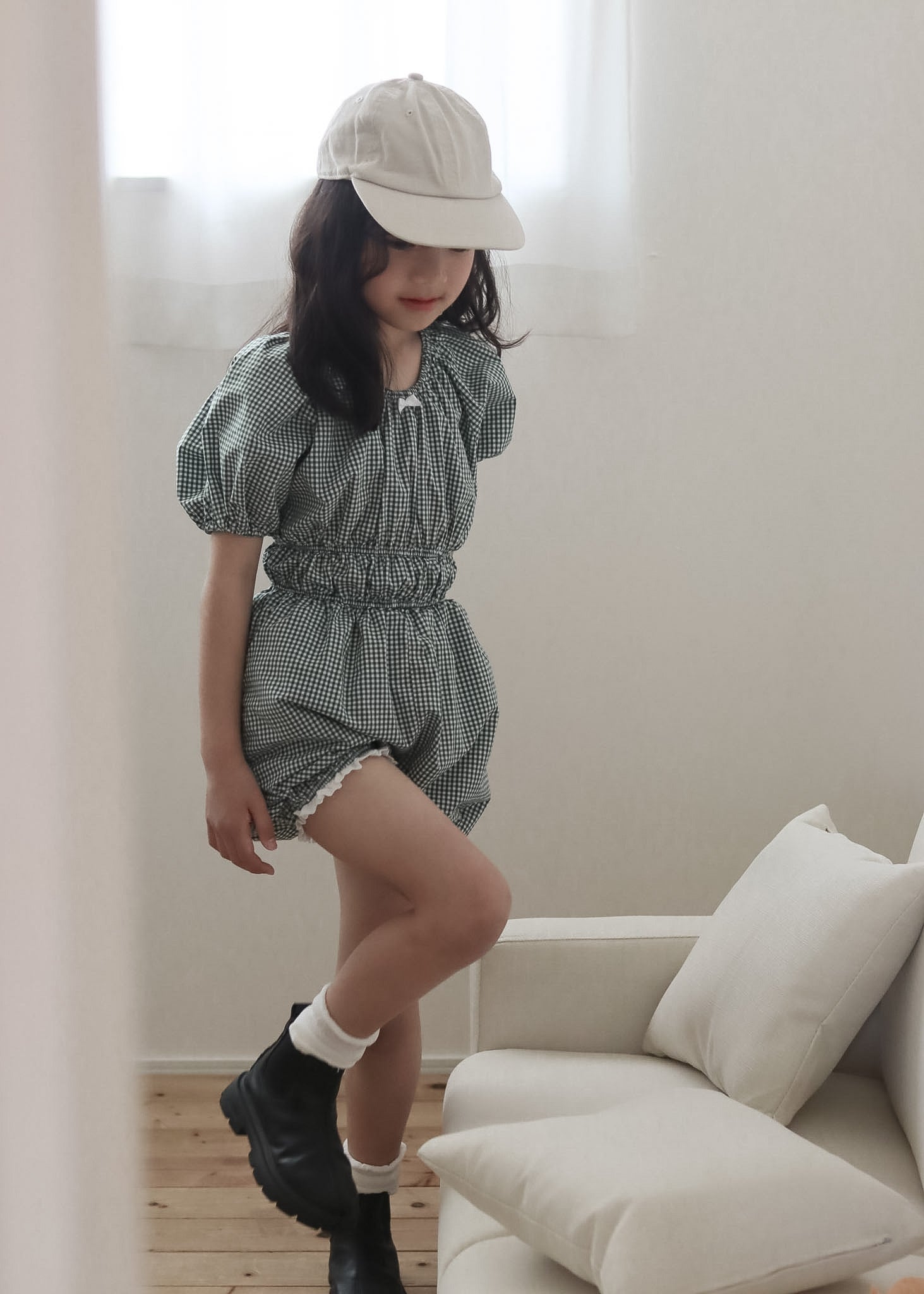 Check one-piece suit