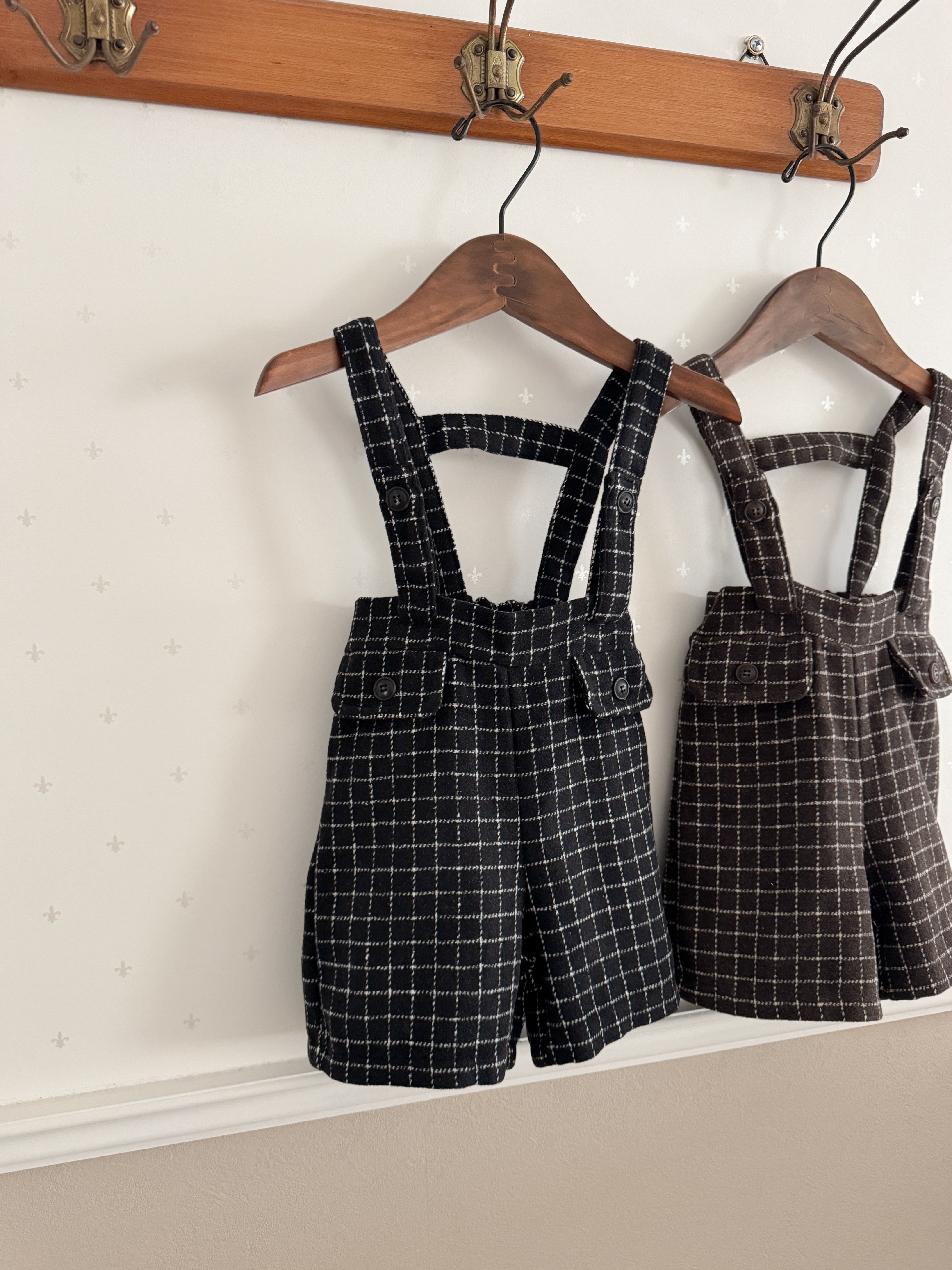 Miel check suspender pants
