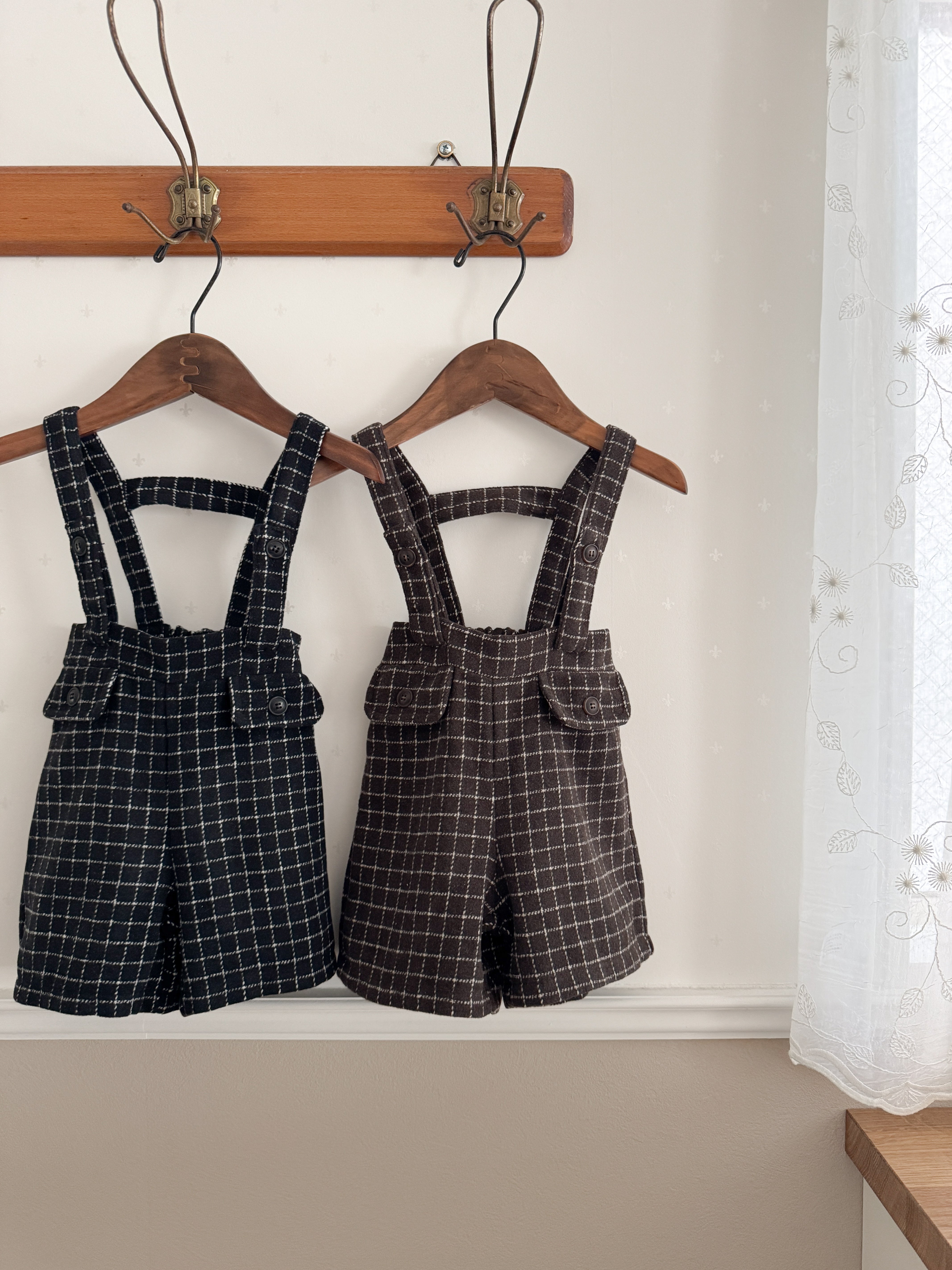 Miel check suspender pants