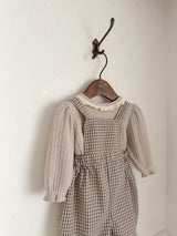 Mini check suspender pants