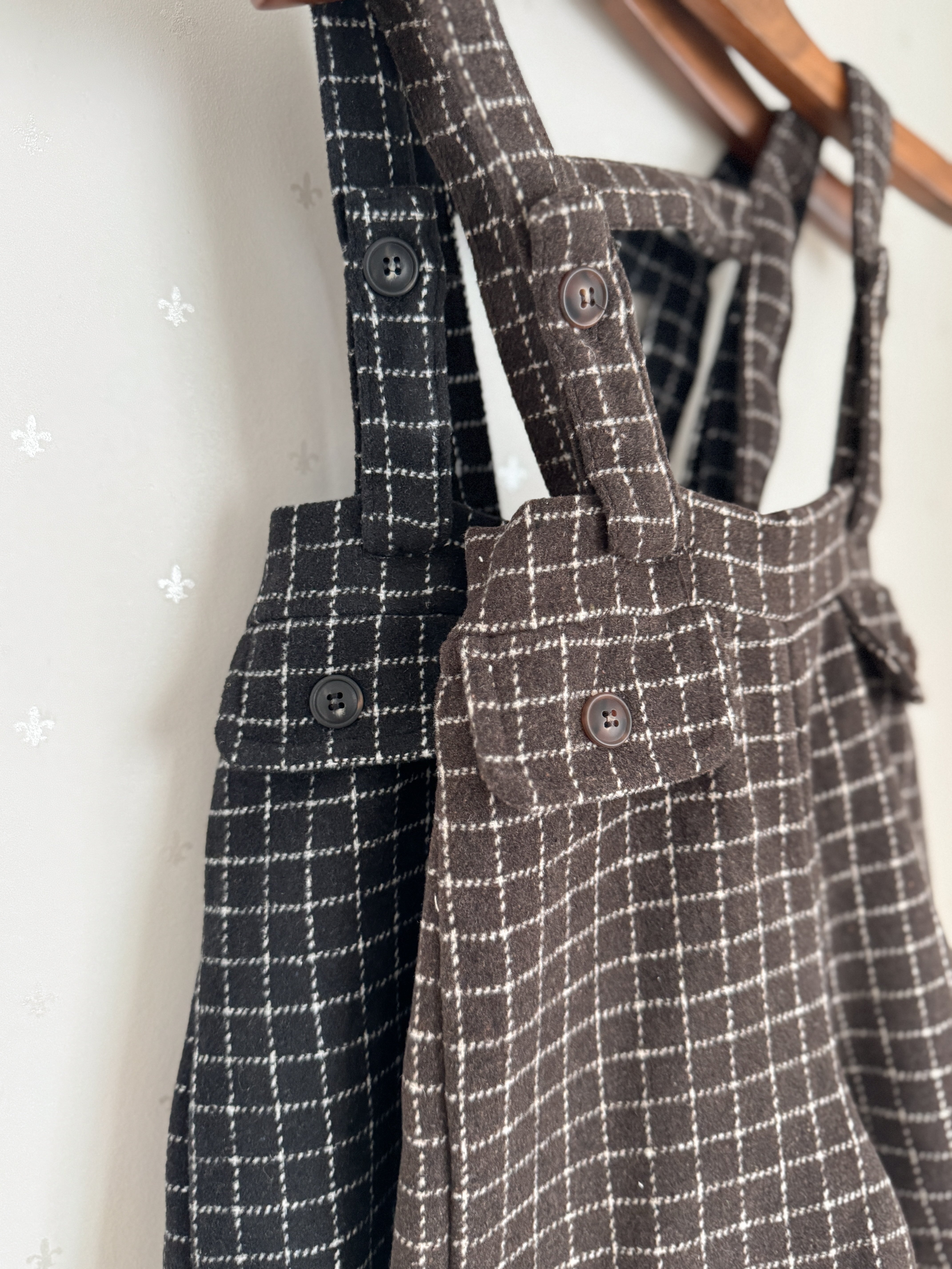 Miel check suspender pants