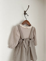 Mini check suspender pants