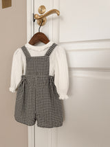 Mini check suspender pants