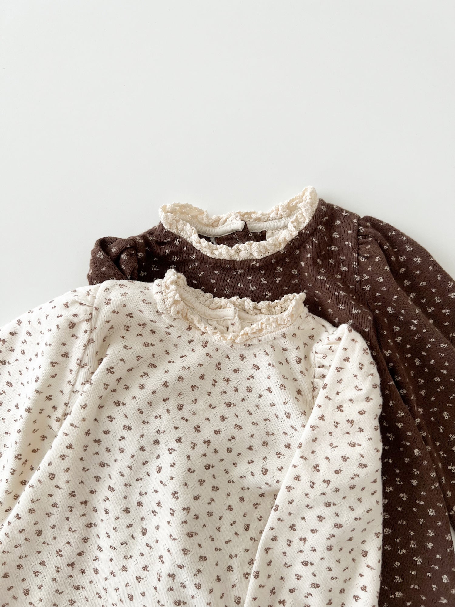 Flower lace puff tops