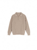 ［Popelin］Knitted jersey with shirt-style collar / Mod.20.2 Beige