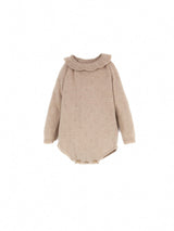 ［Popelin］Knitted romper suit with frilled collar / Mod.5.2 Beige