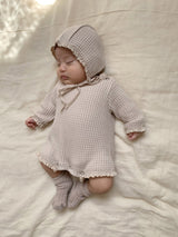 warm waffle lace rompers set