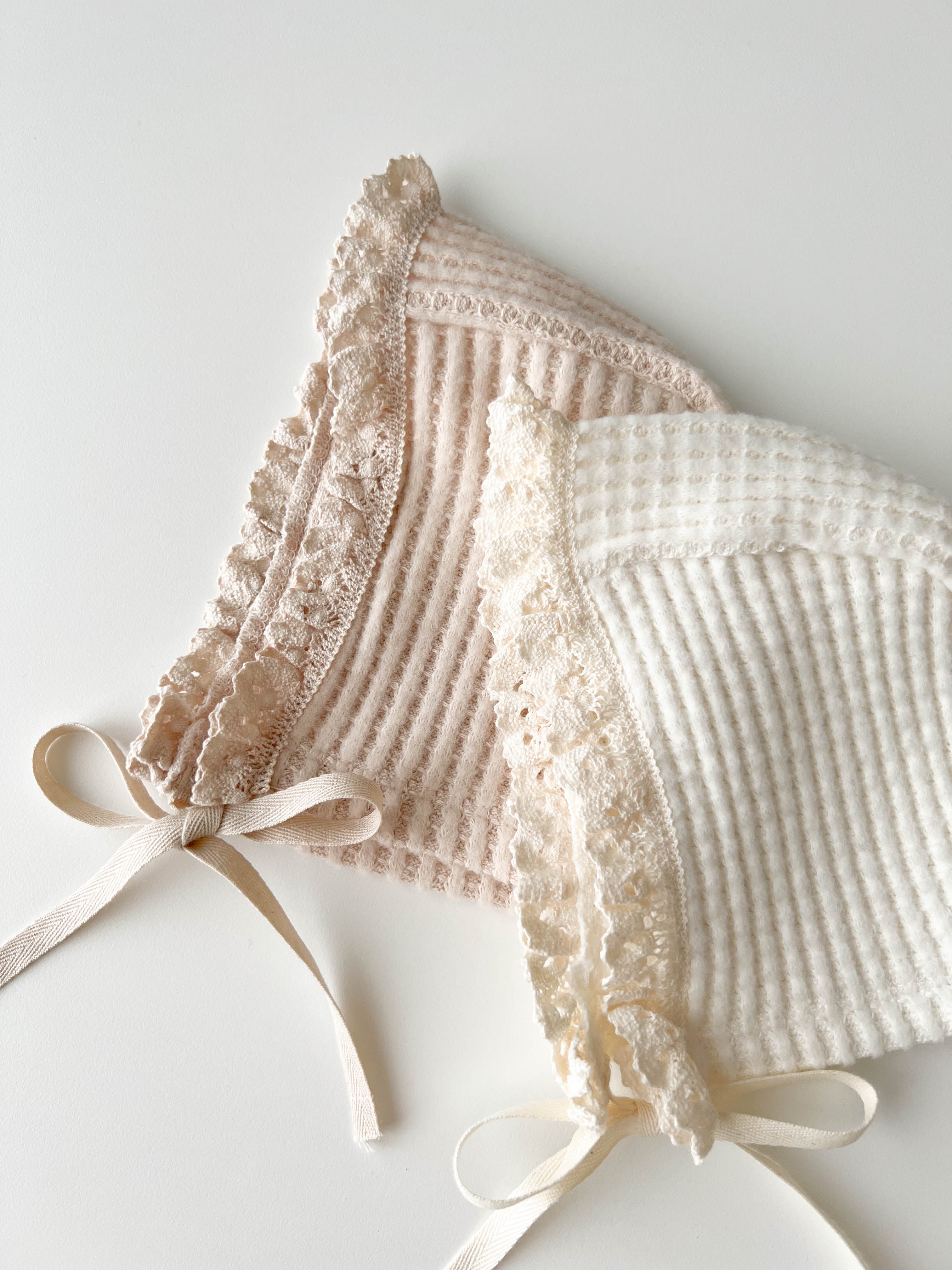 warm waffle lace rompers set